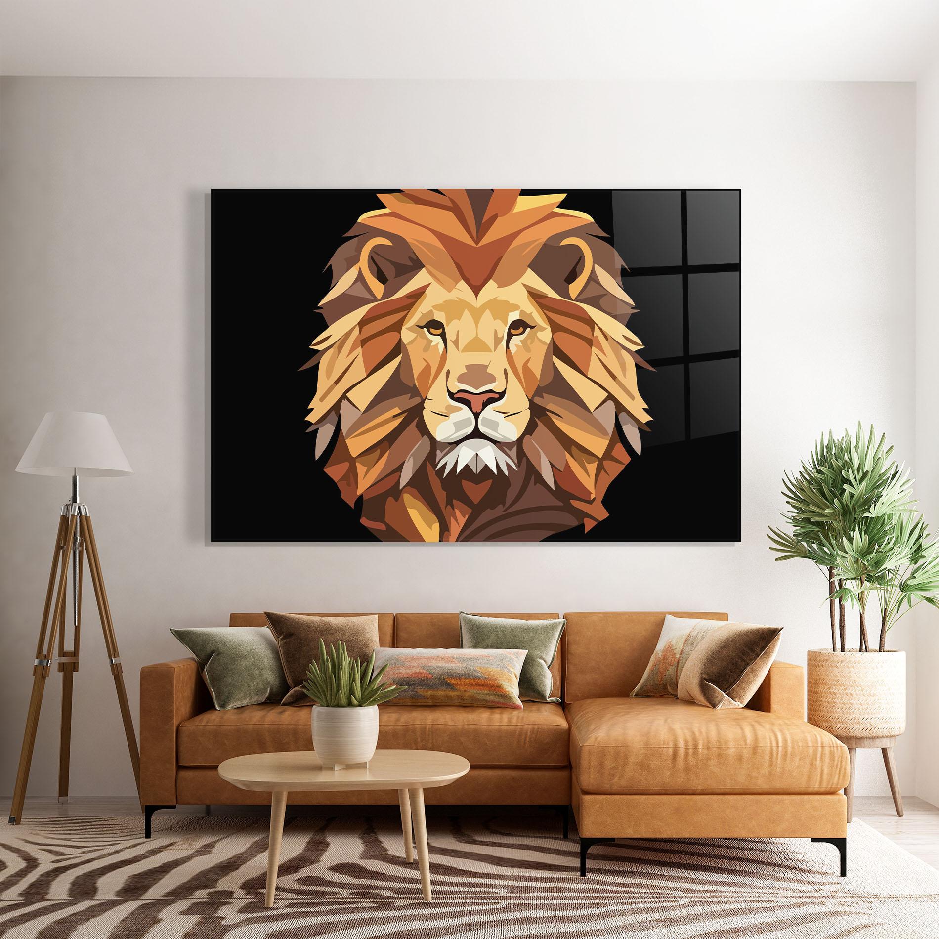Tablou Sticla Cartoon Lion mockup 7