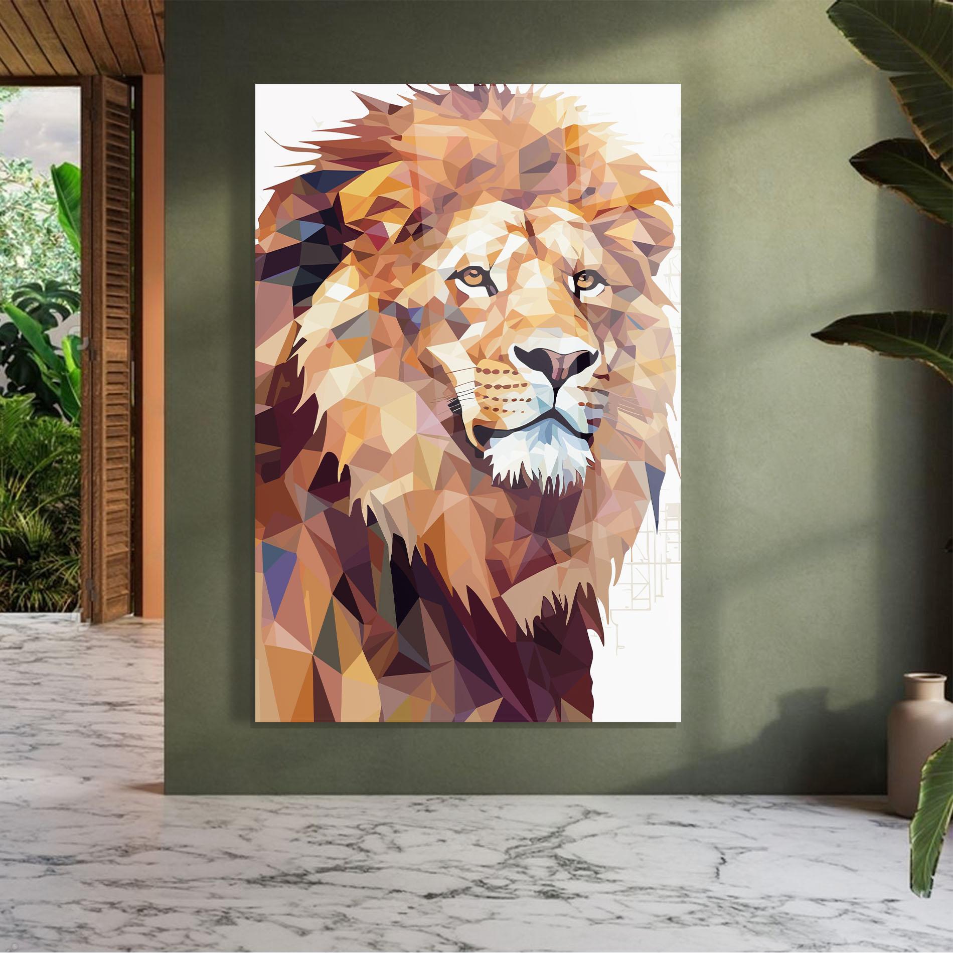 Tablou Sticla Artistic Lion Head mockup 7