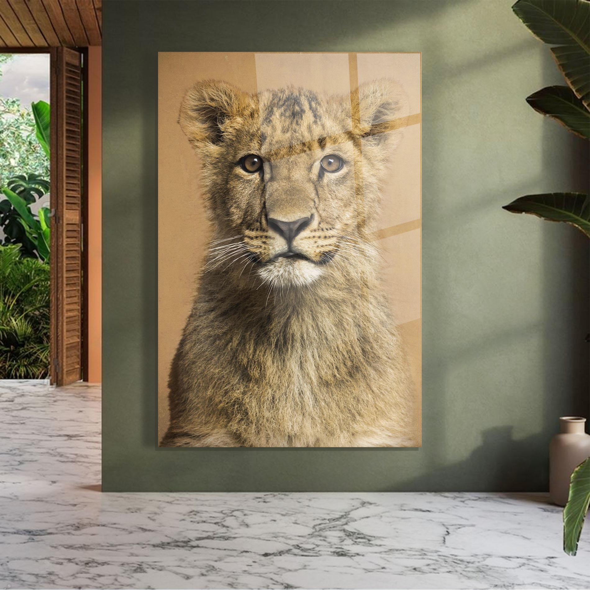 Tablou Sticla Baby Lion mockup 7