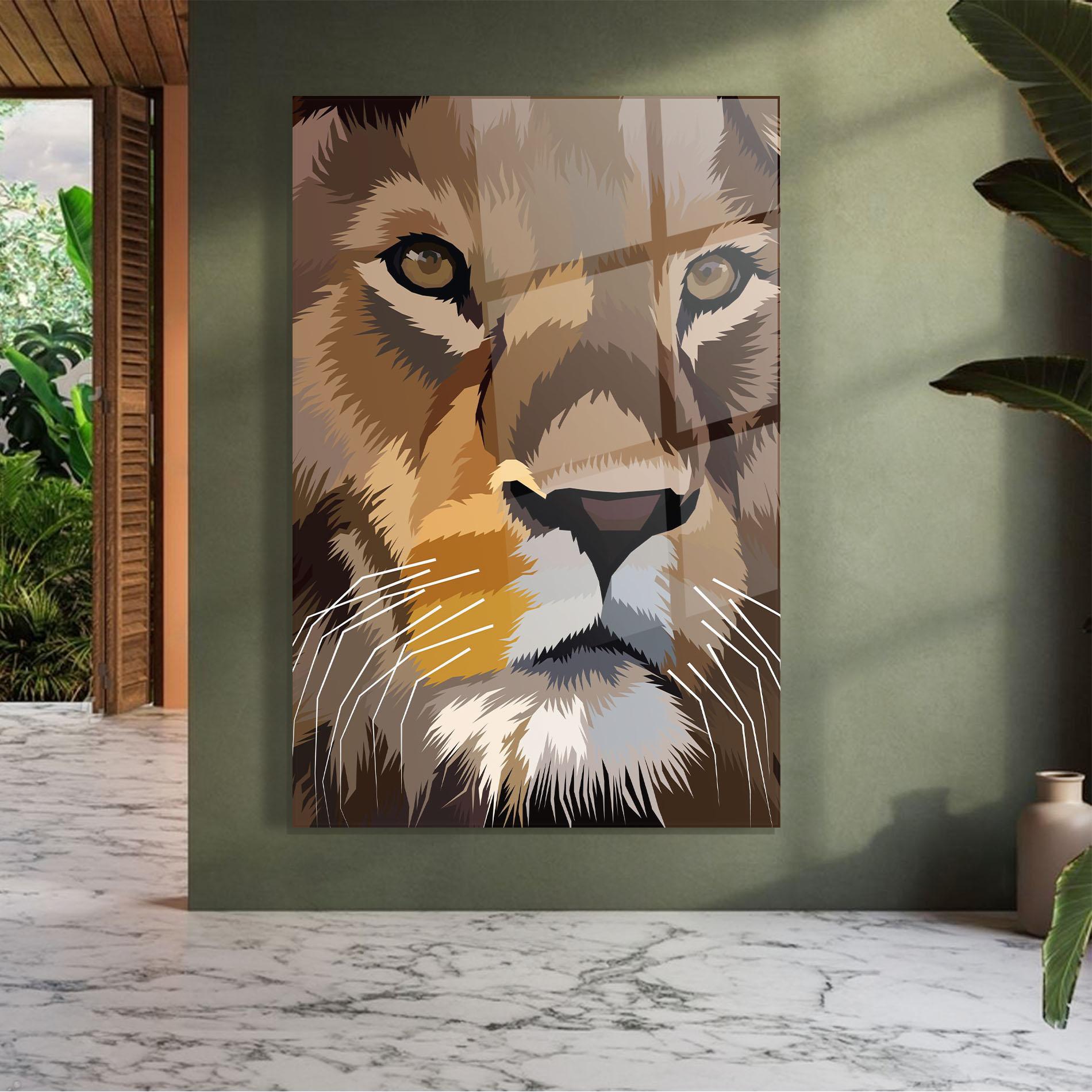 Tablou Sticla Cute Lion Art mockup 7