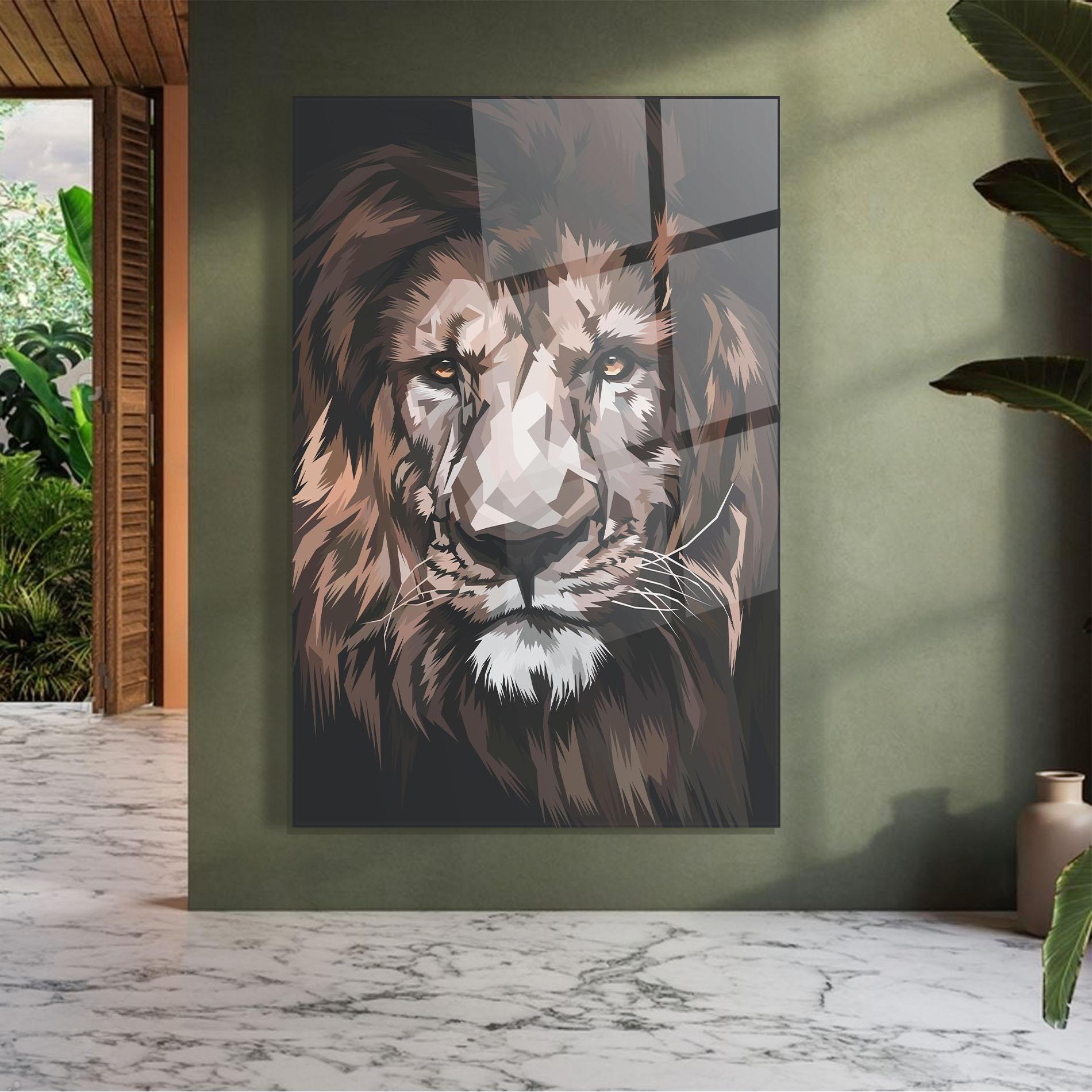 Tablou Sticla Lion Art Close Up mockup 7