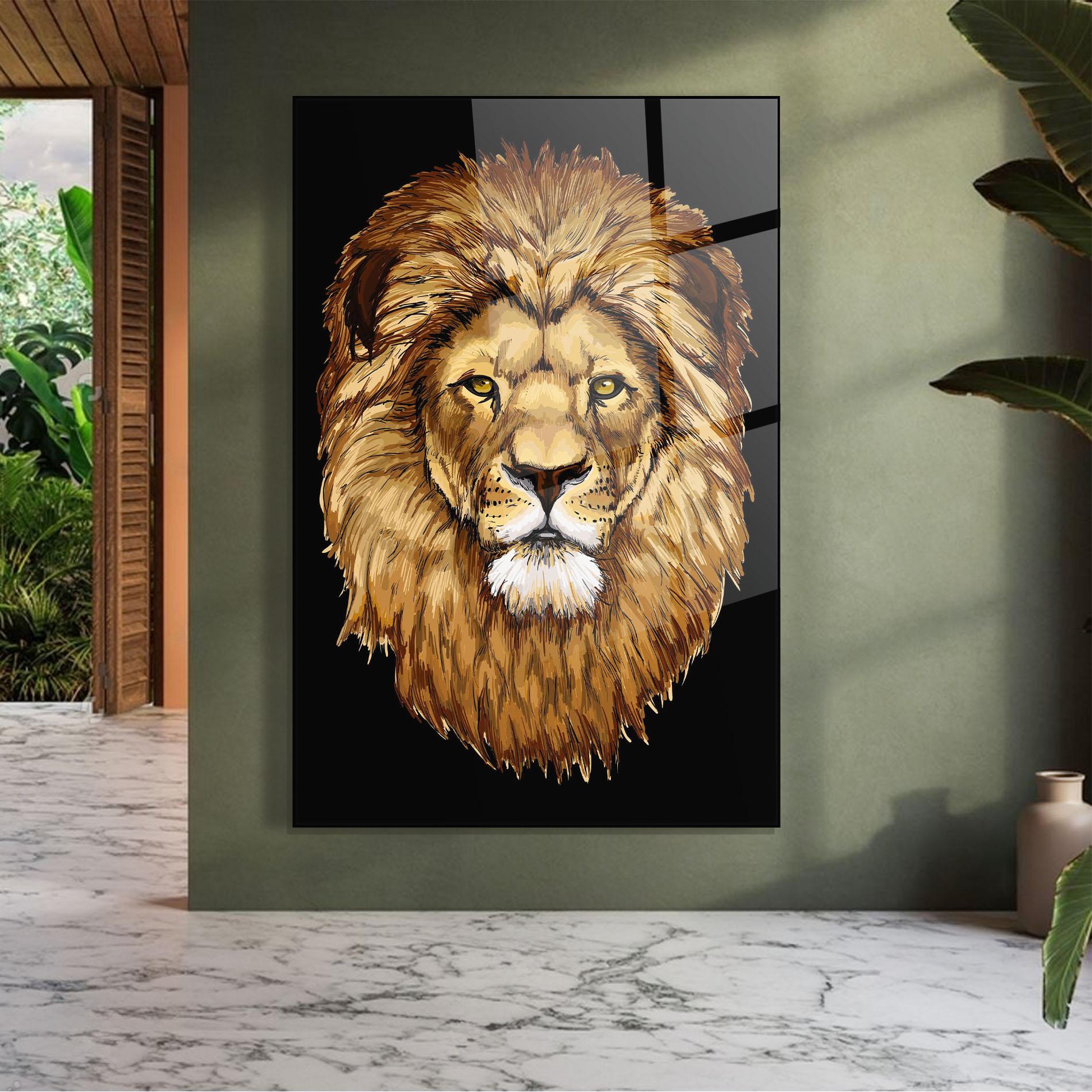 Tablou Sticla Lion Head mockup 7