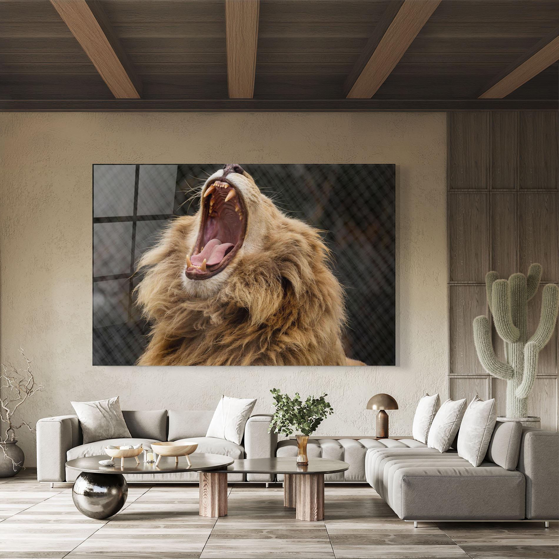 Tablou Sticla Angry Lion mockup 8