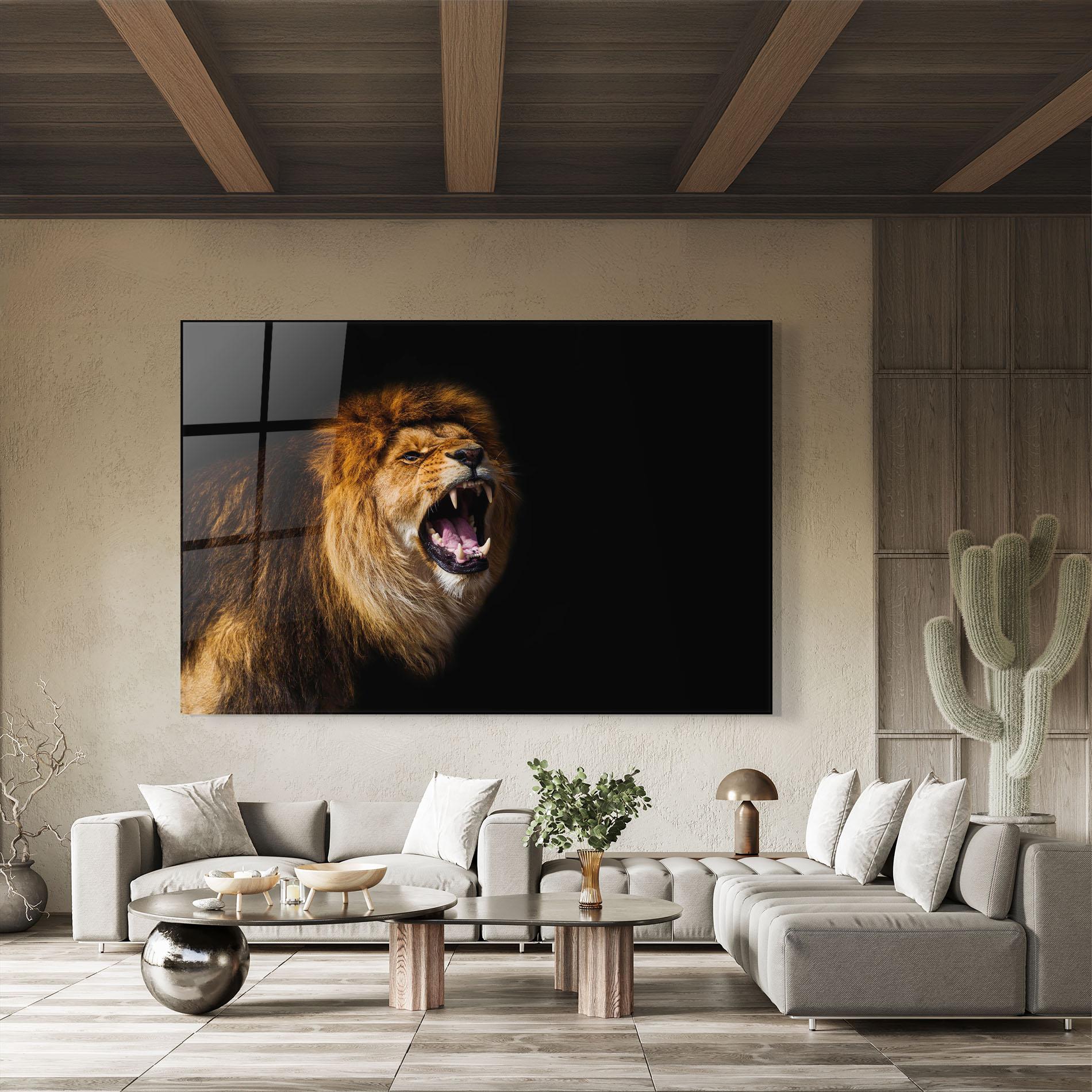 Tablou Sticla Beautiful Lion Portrait mockup 8