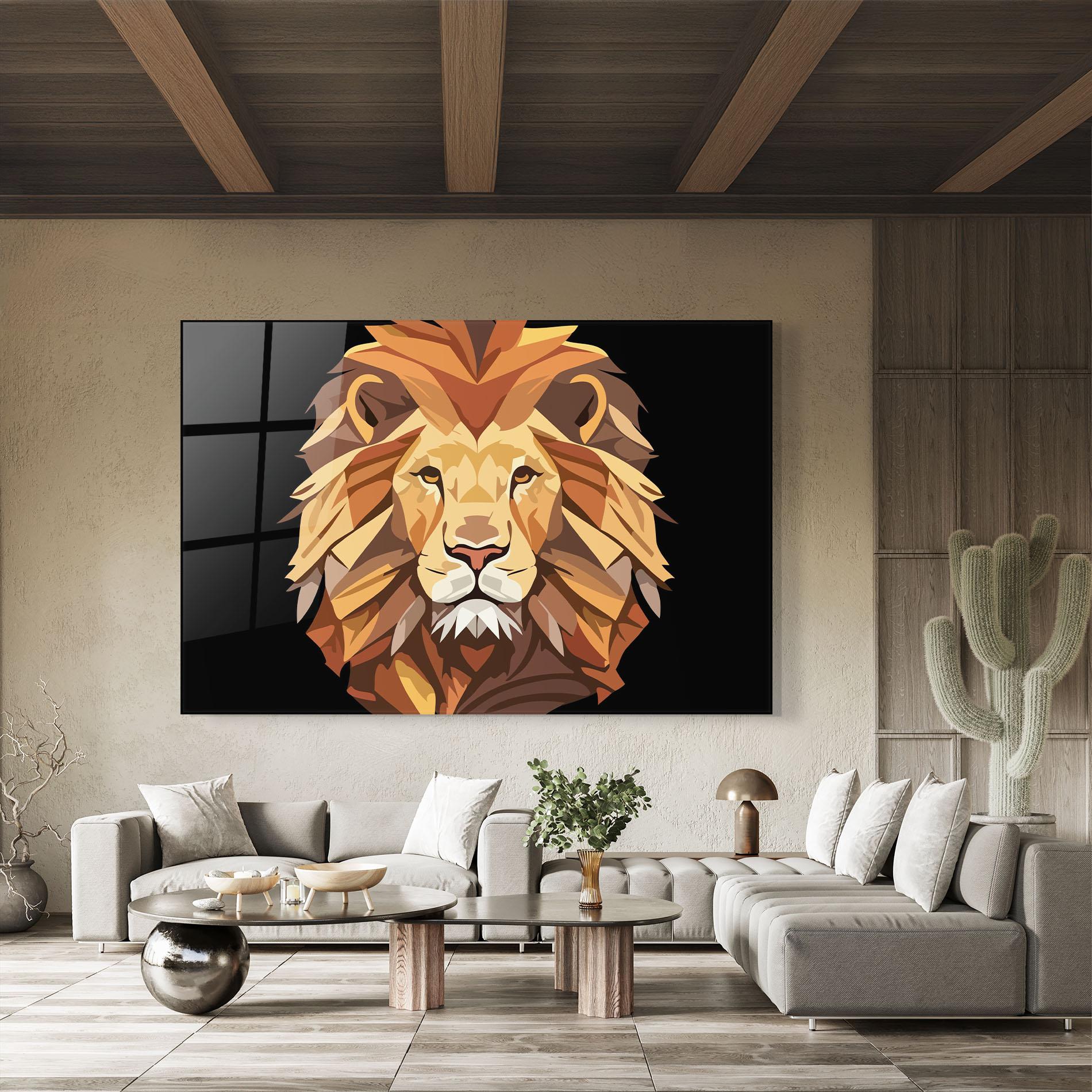 Tablou Sticla Cartoon Lion mockup 8