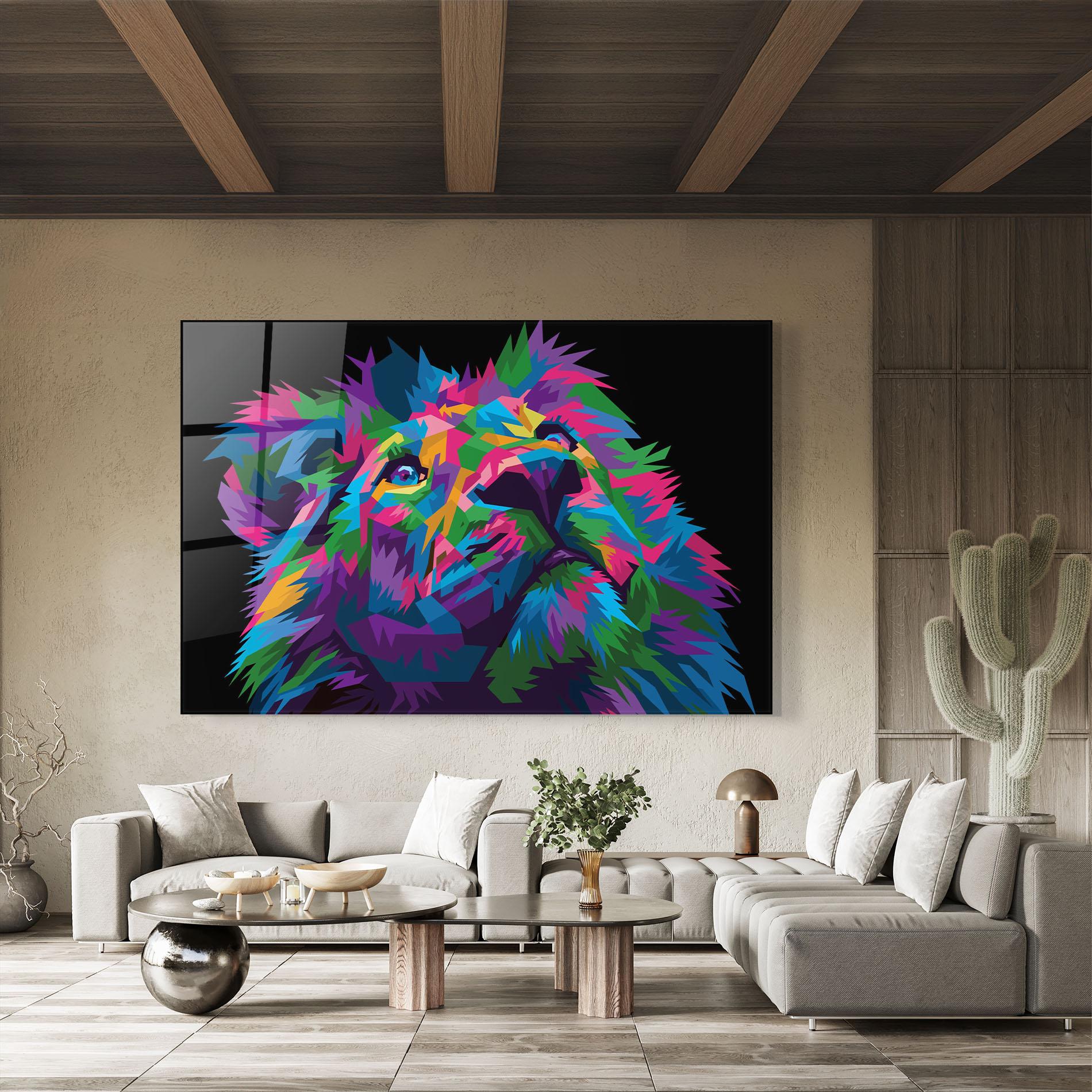 Tablou Sticla Cute Color Lion mockup 8