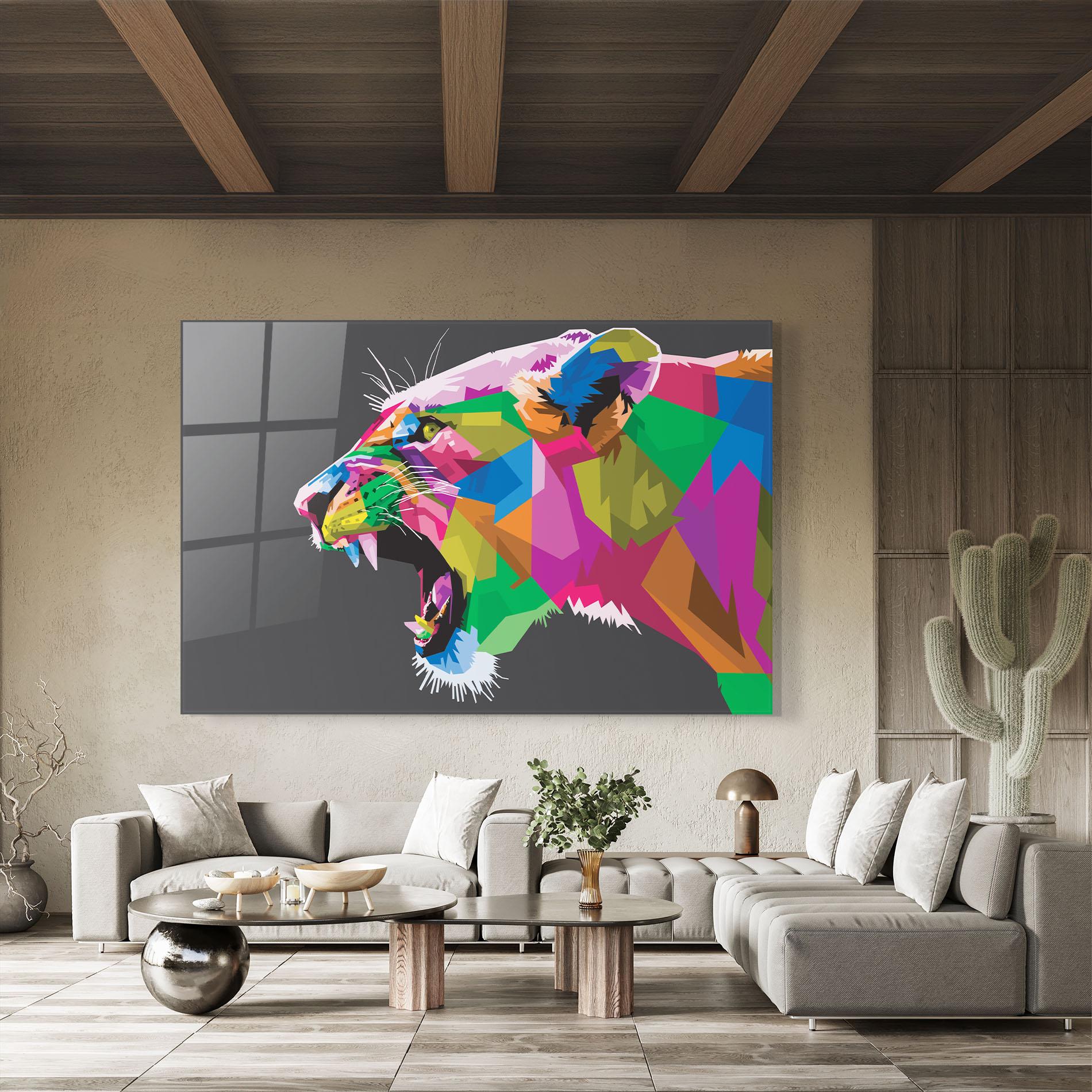 Tablou Sticla Female Lion Head mockup 8