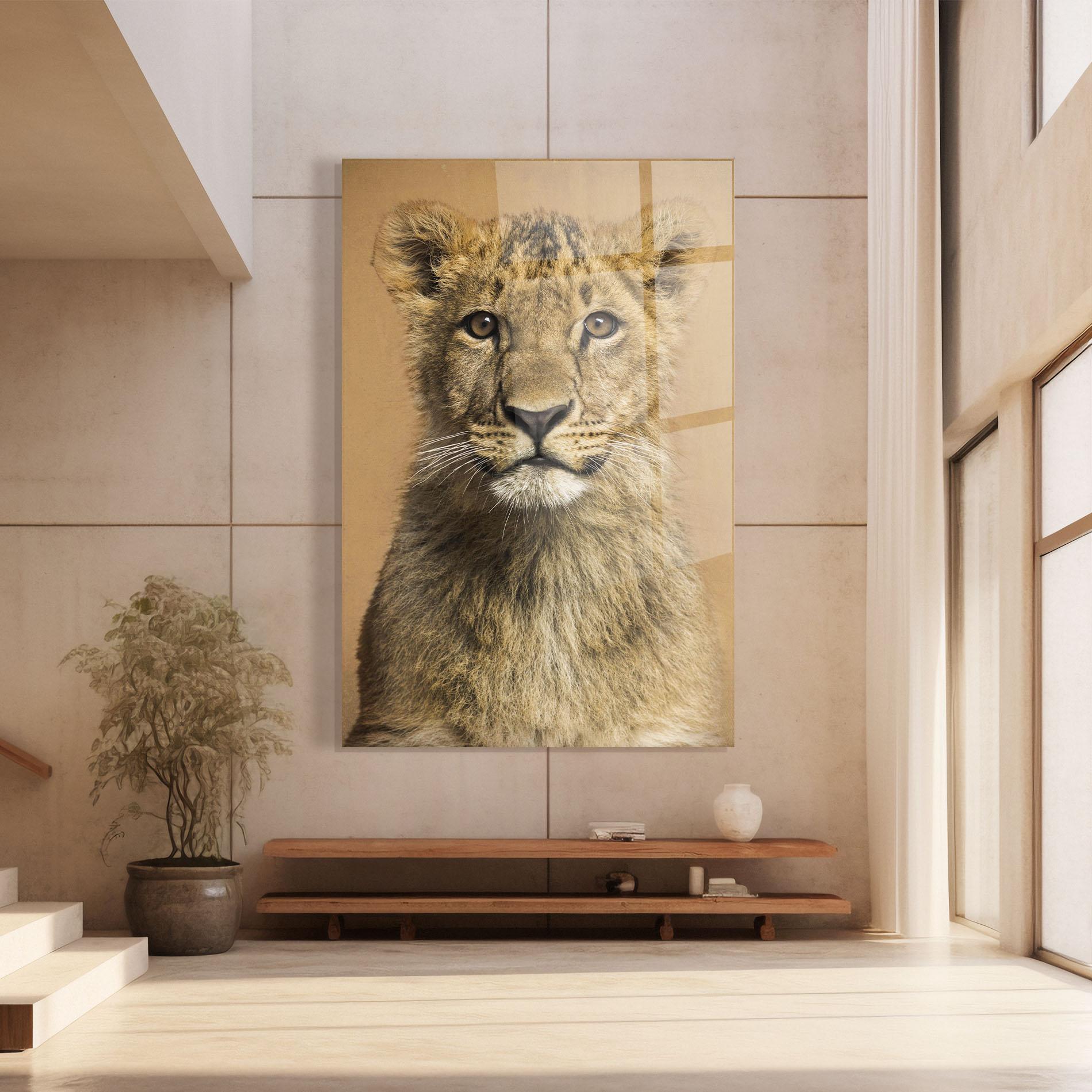 Tablou Sticla Baby Lion mockup 8