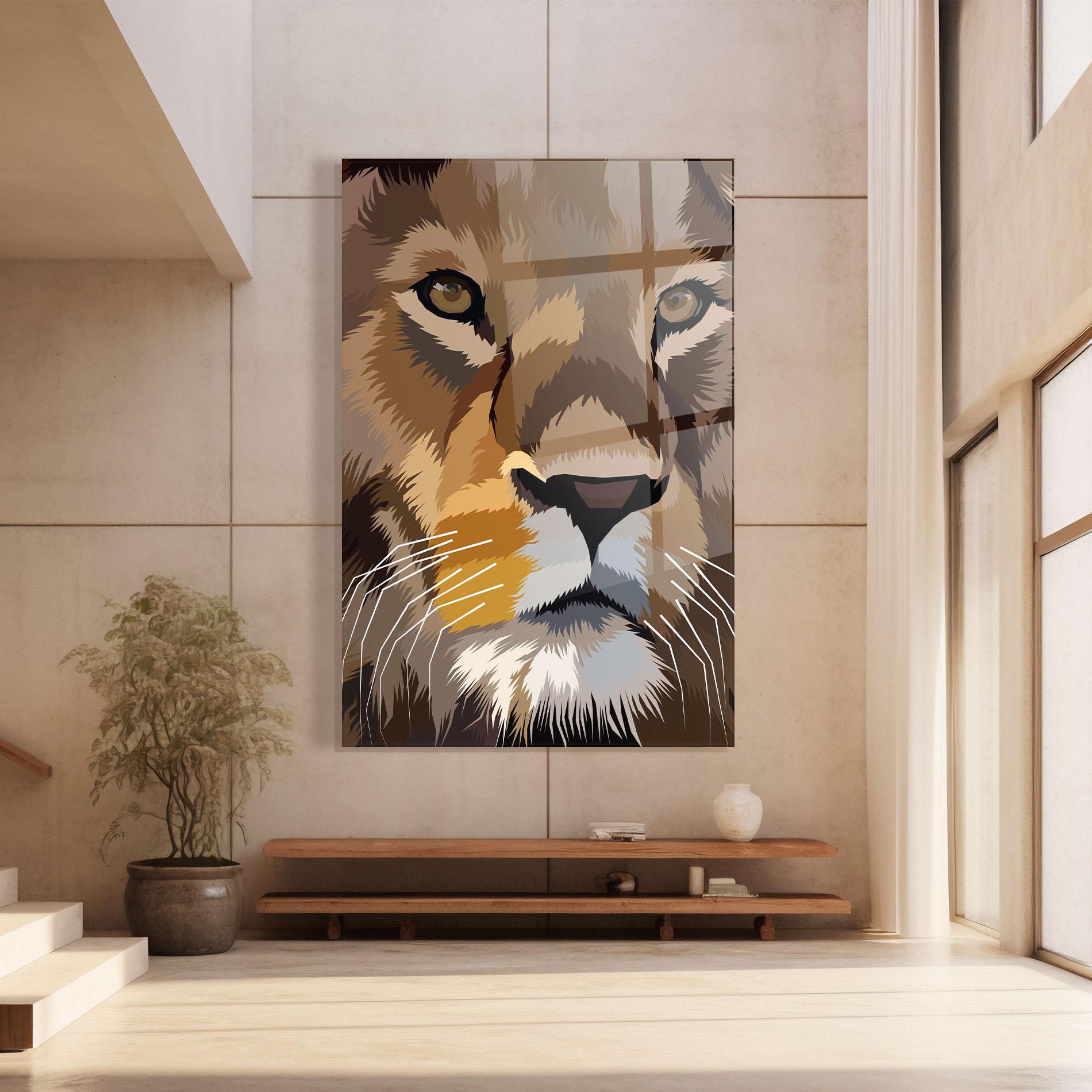 Tablou Sticla Cute Lion Art mockup 8