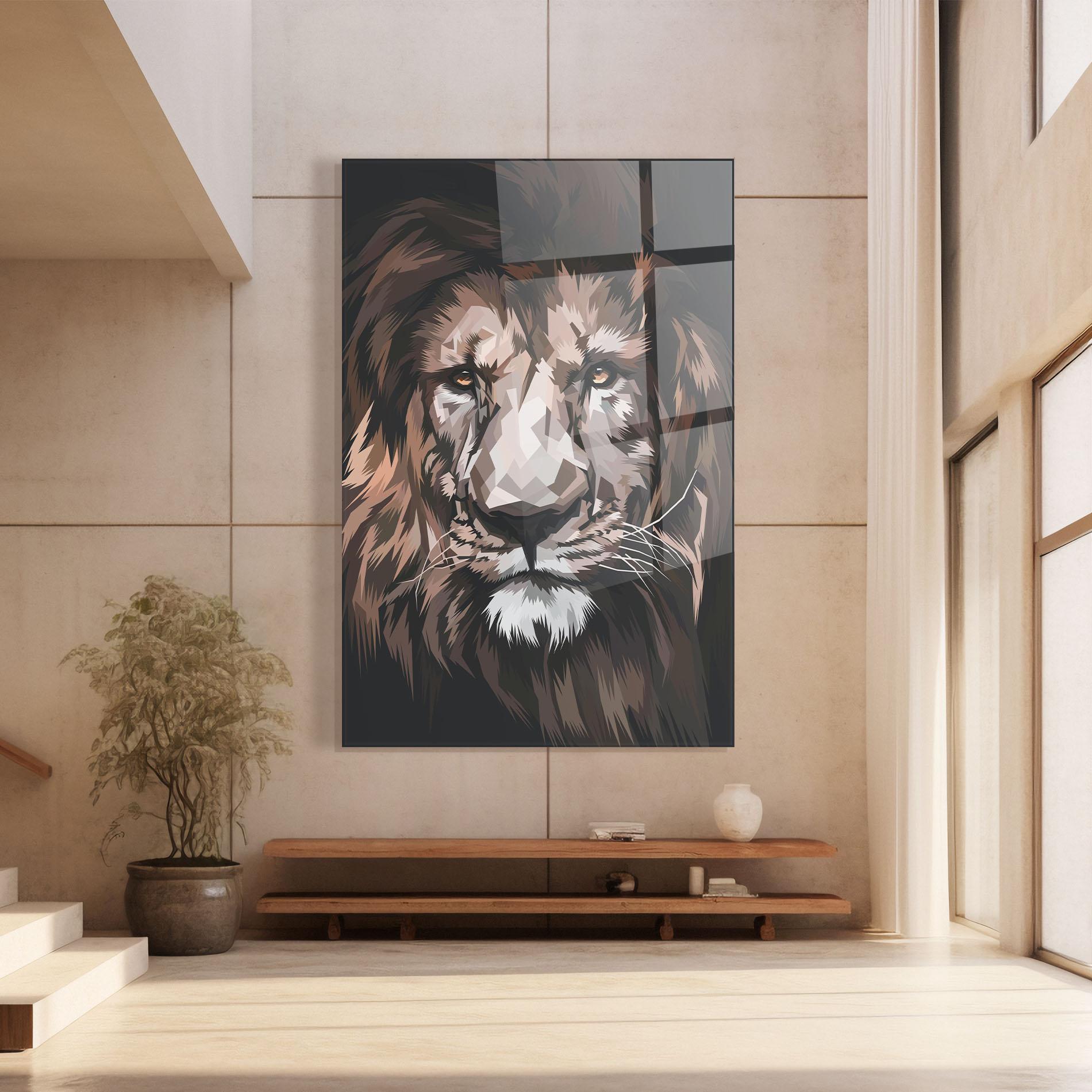 Tablou Sticla Lion Art Close Up mockup 8