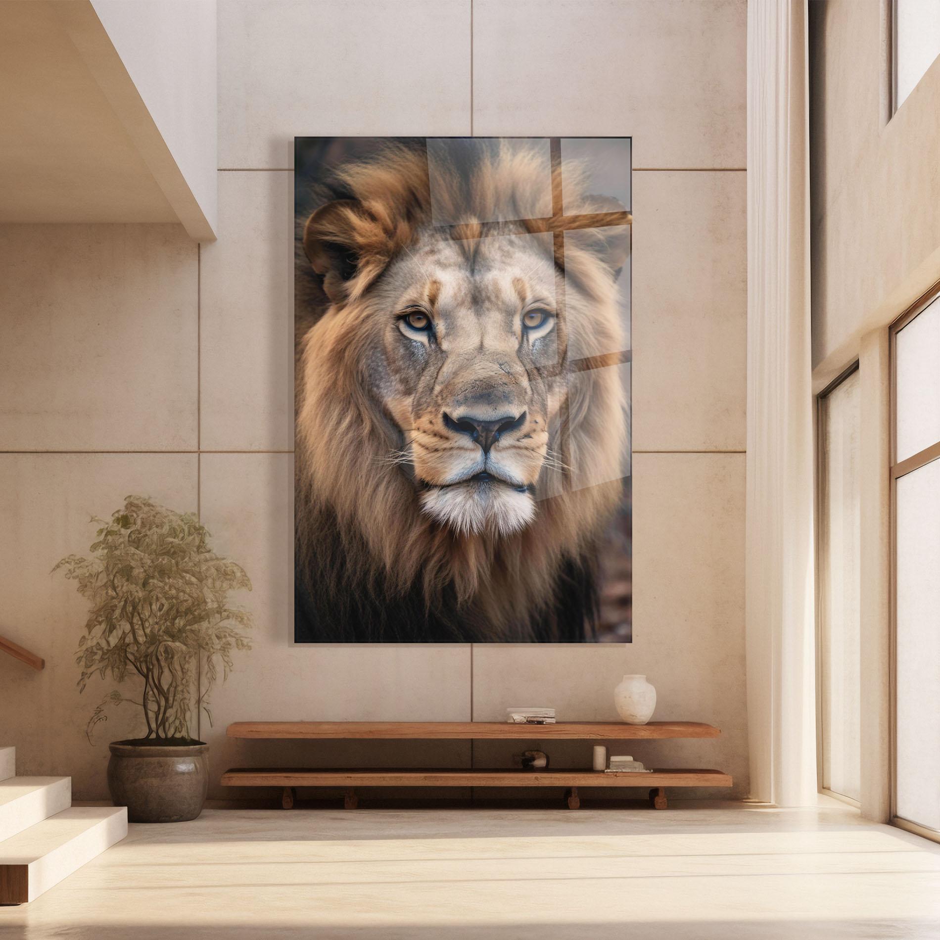 Tablou Sticla Wild Lion View mockup 8