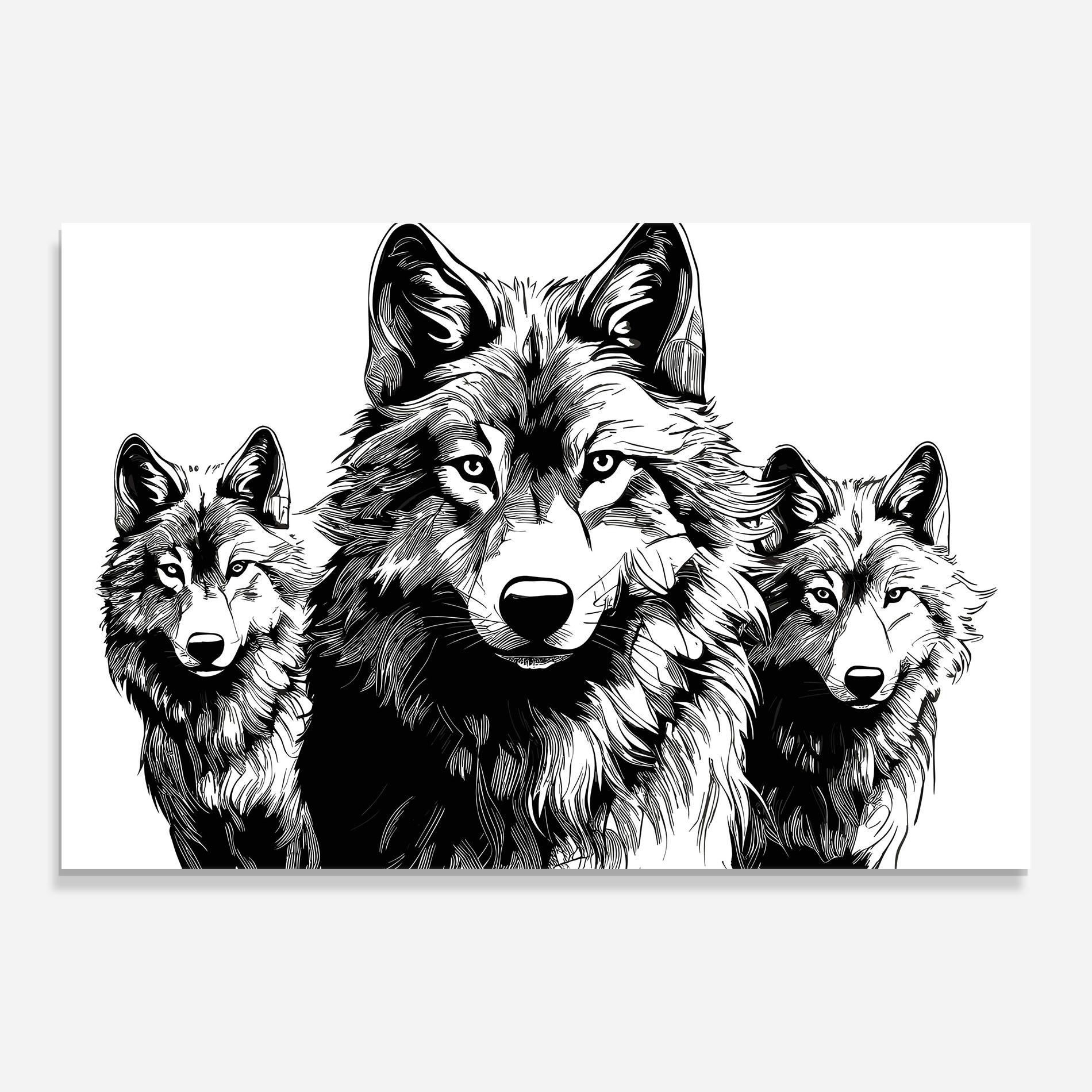 Tablou Sticla 3 Wolves mockup 0
