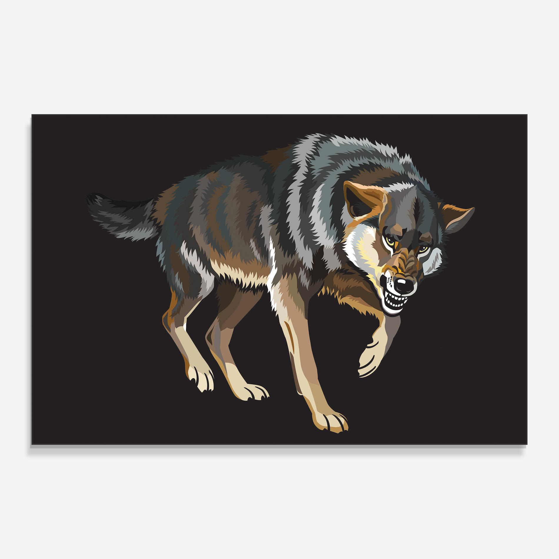 Tablou Sticla Angry Cartoon Wolf mockup 0