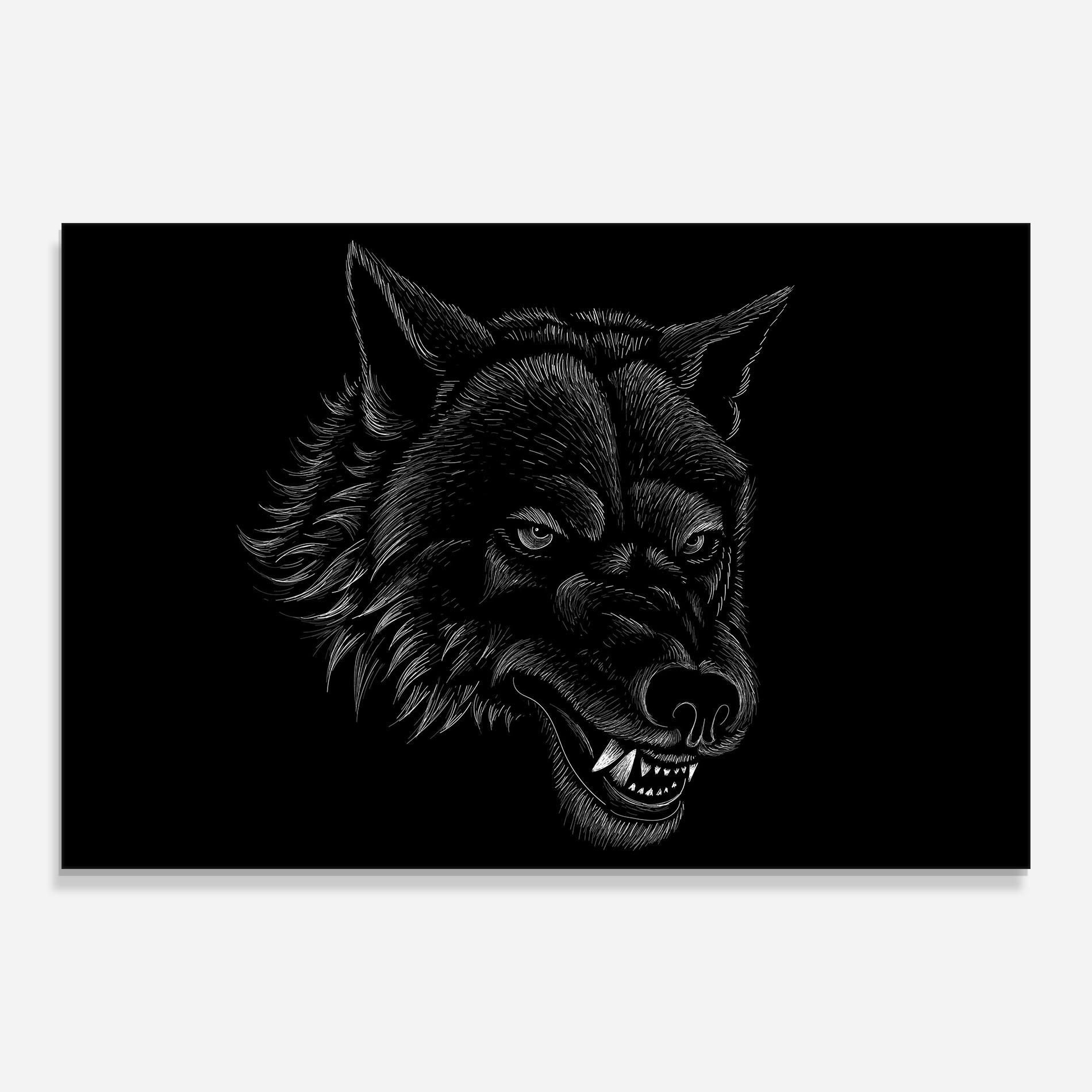 Tablou Sticla Angry Wolf Face mockup 0