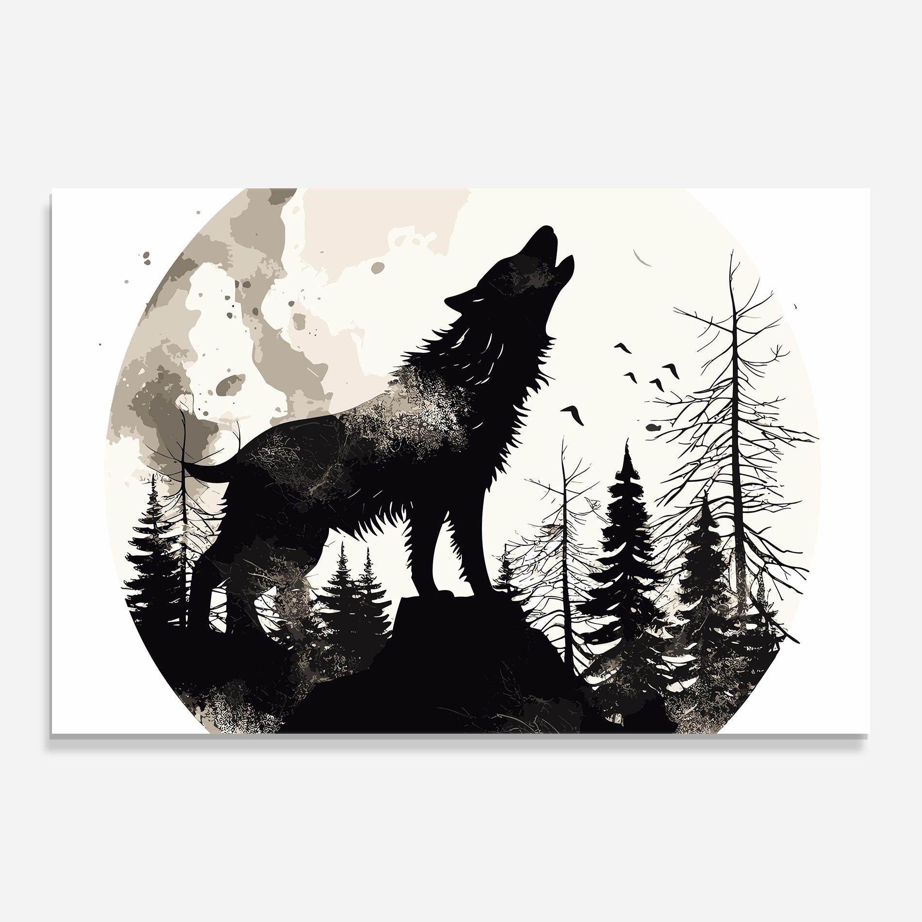 Tablou Sticla Black On Cream Wolf mockup 0
