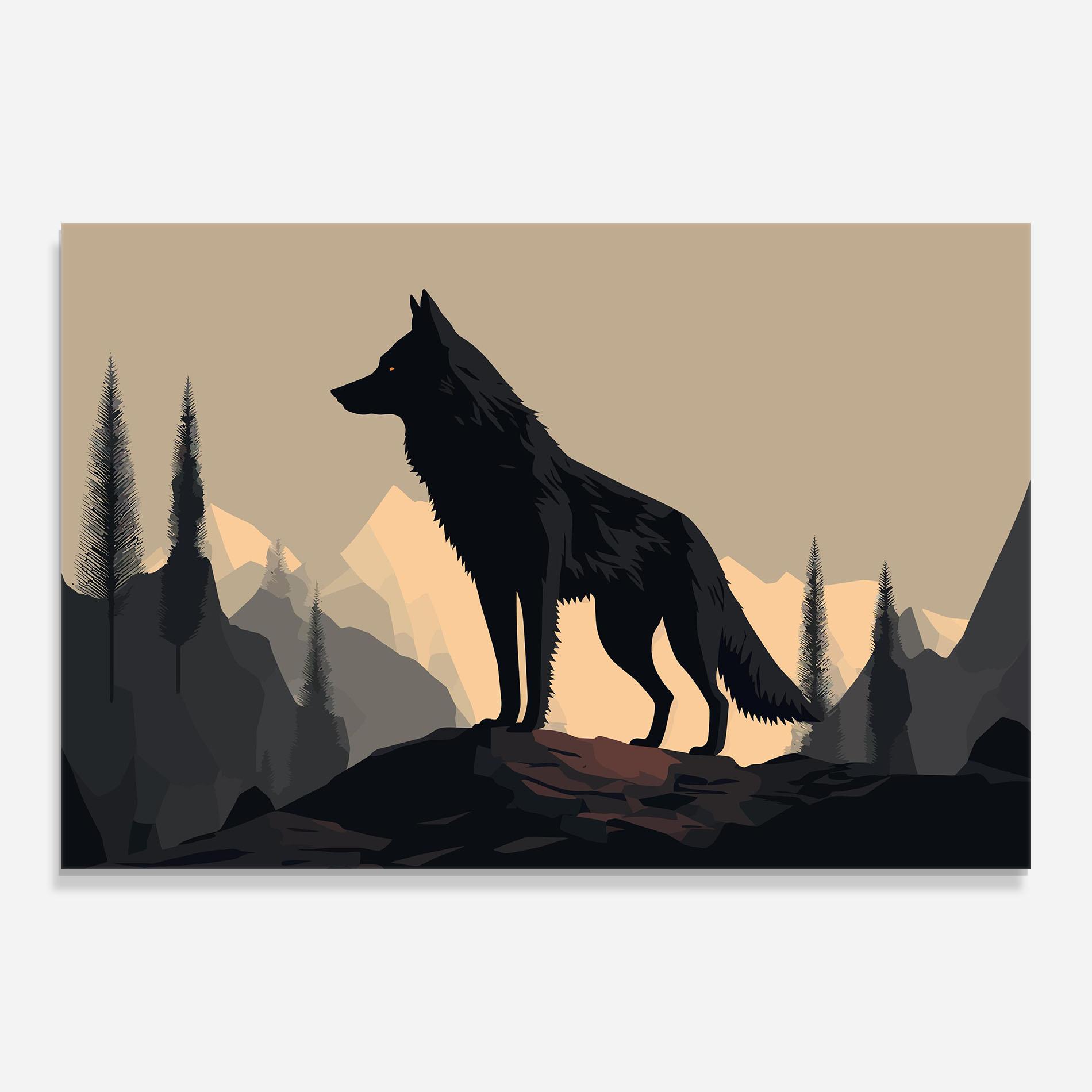 Tablou Sticla Black Wolf mockup 0