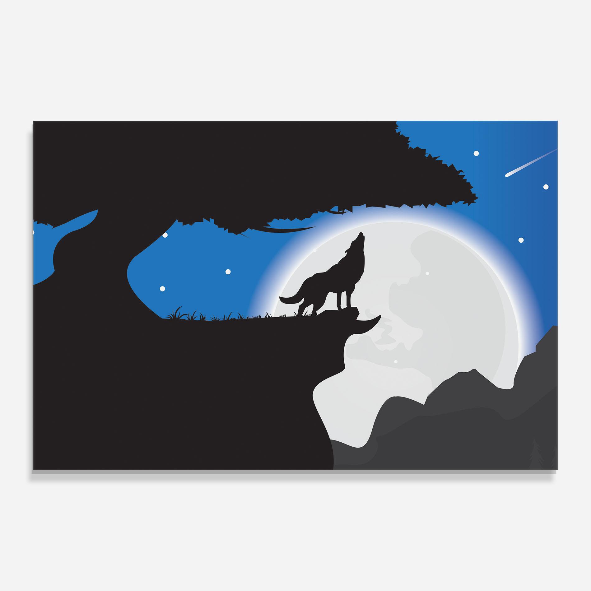 Tablou Sticla Blue Light Wolf mockup 0