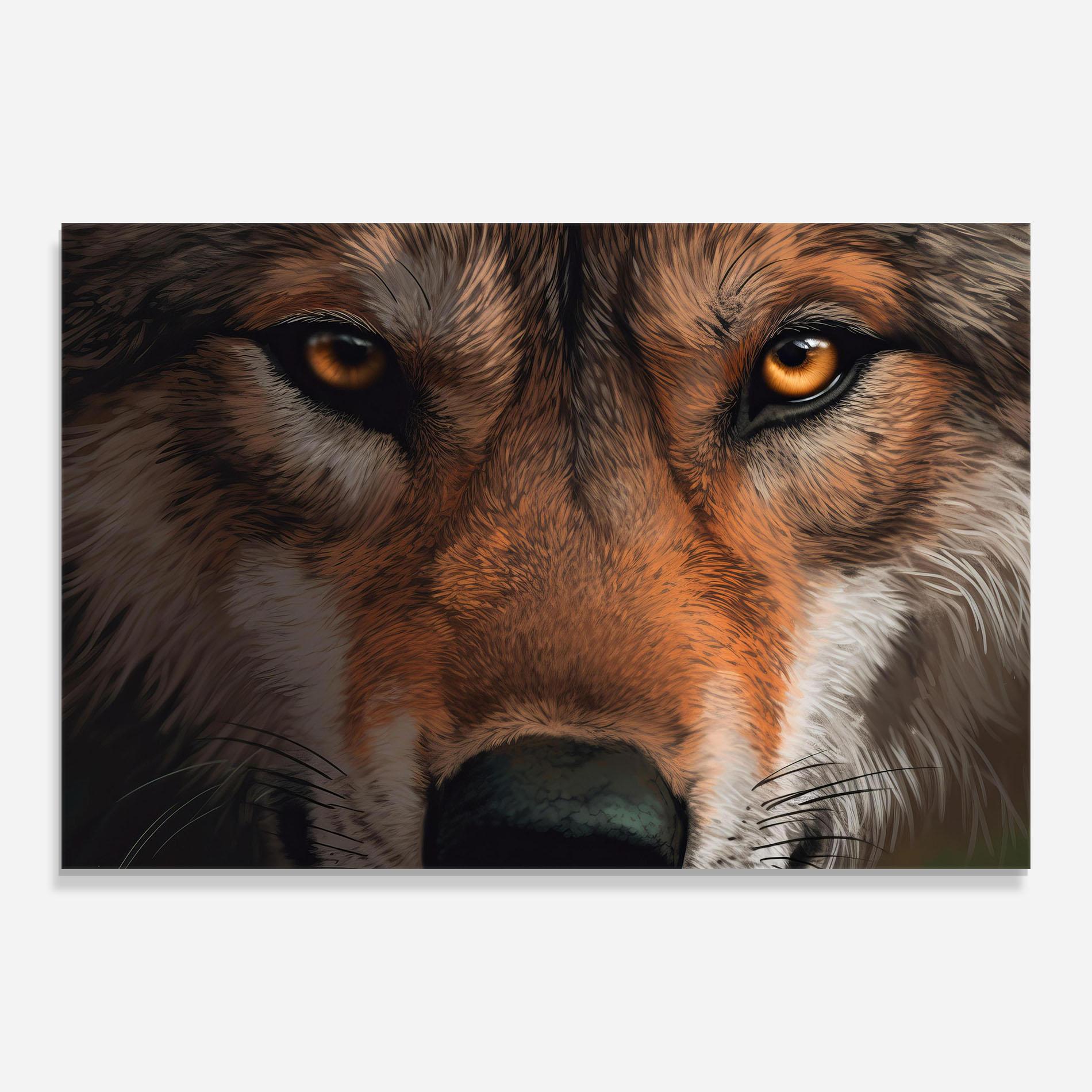 Tablou Sticla Close Up Wolf Eyes mockup 0