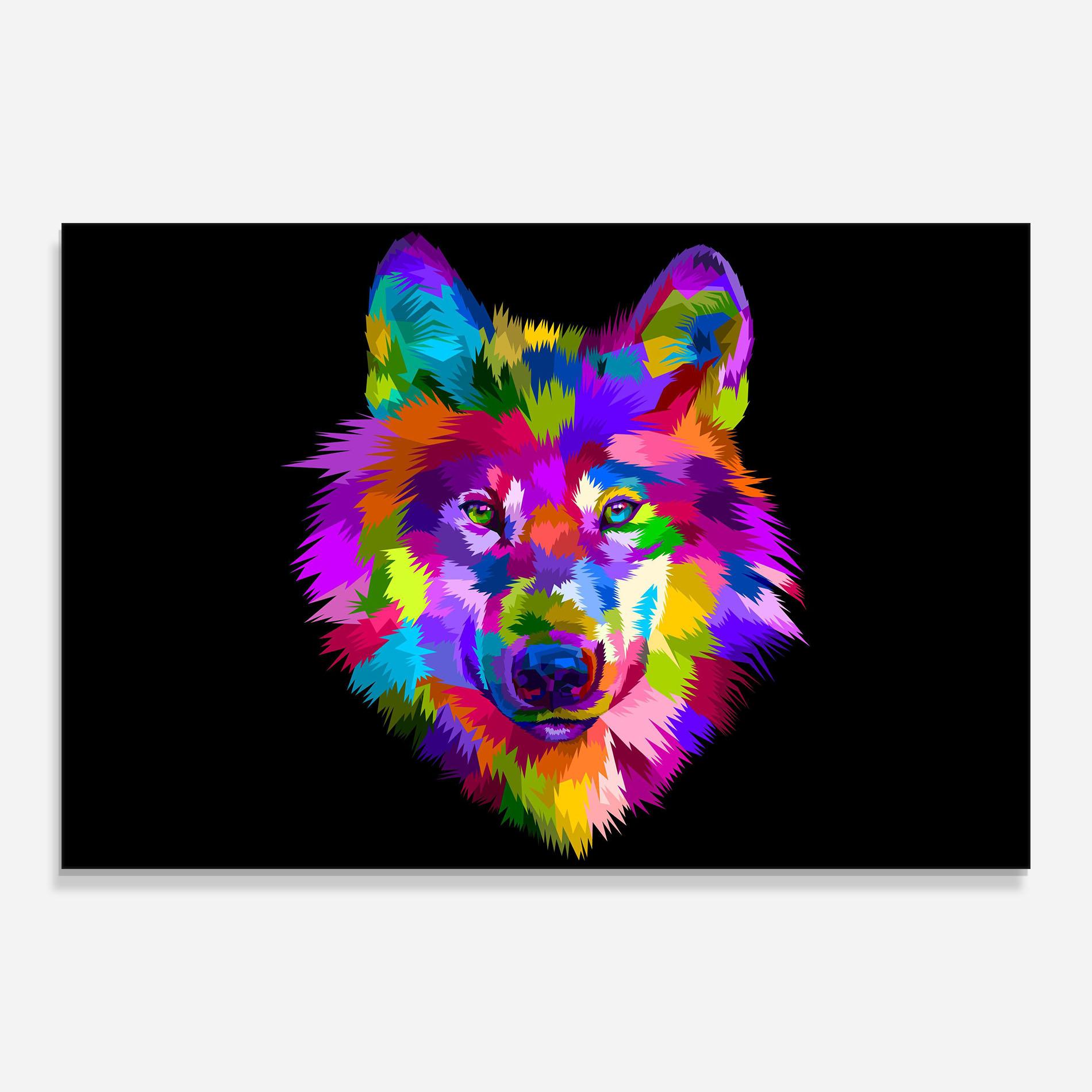 Tablou Sticla Color Mix Wolf mockup 0