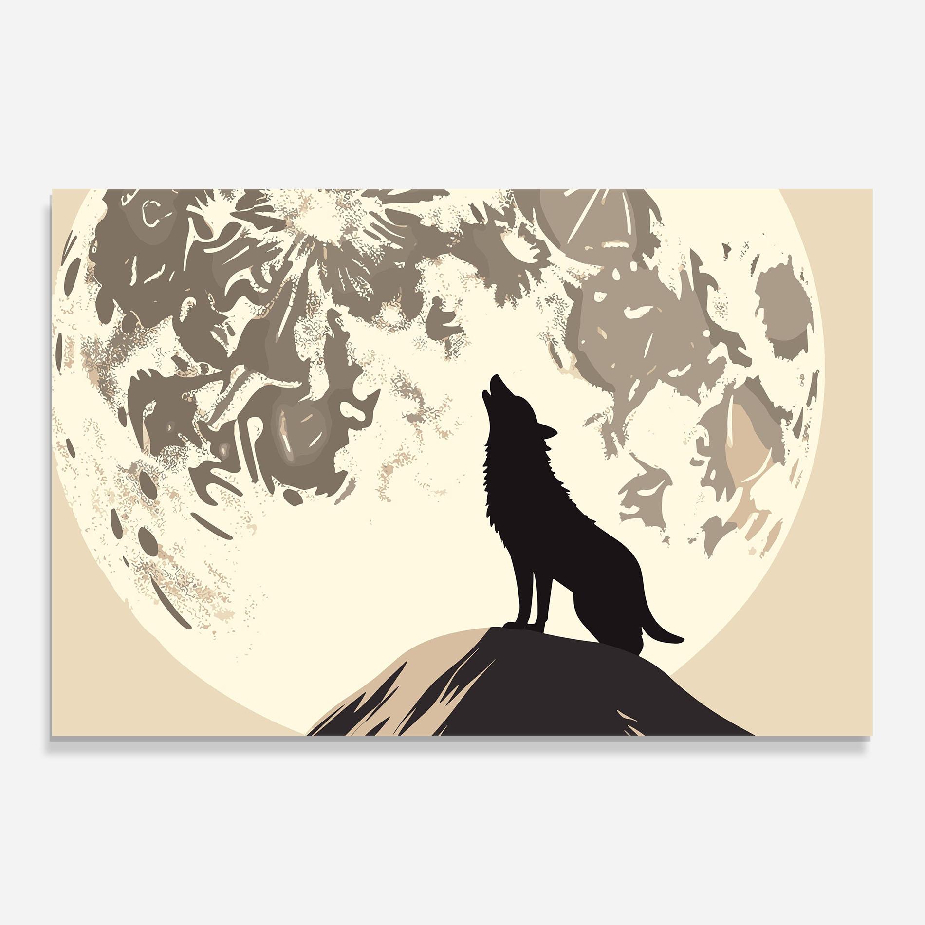 Tablou Sticla Cream Moon Wolf mockup 0