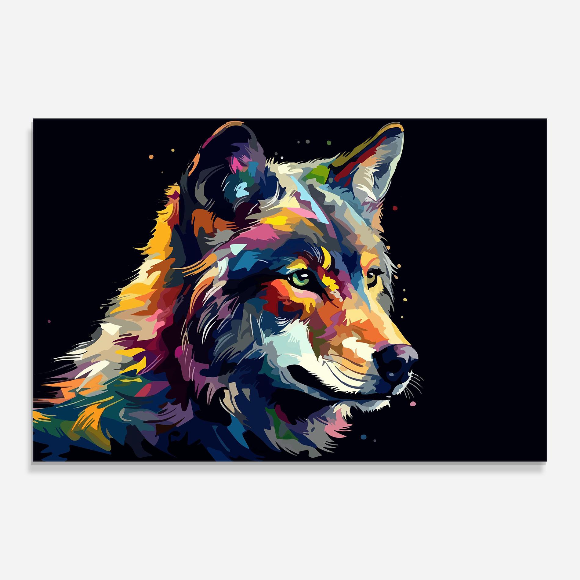 Tablou Sticla Painted Wolf mockup 0