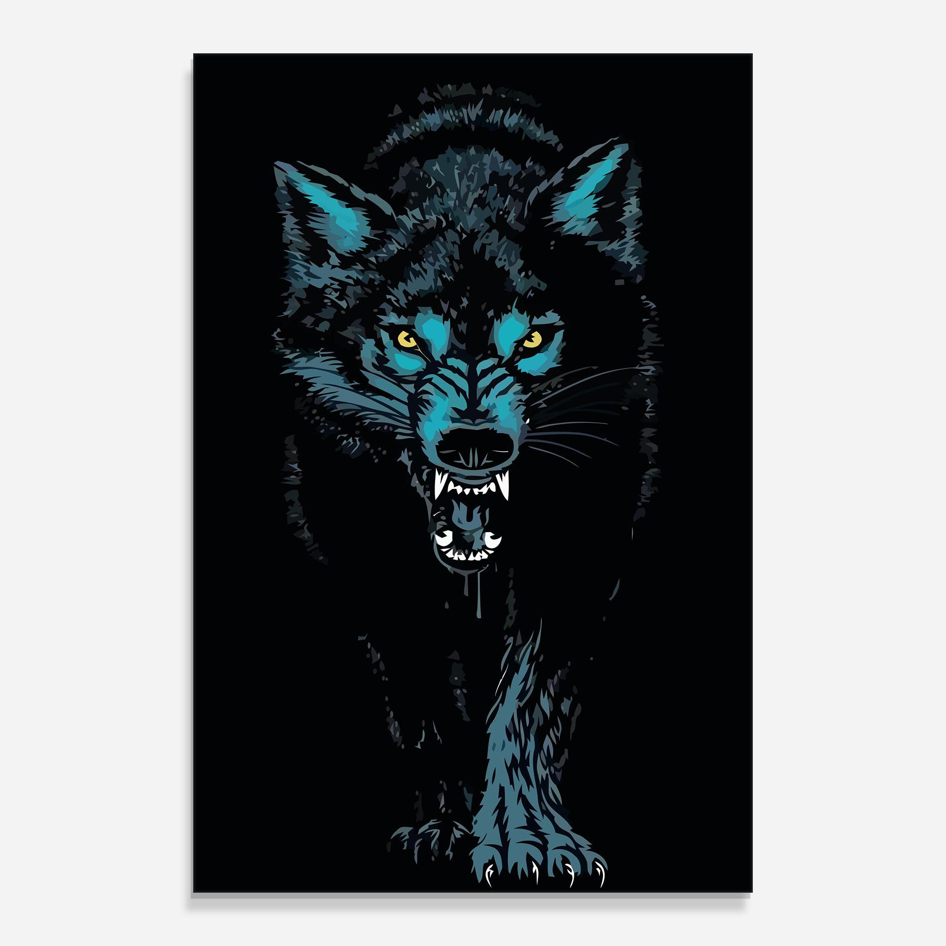Tablou Sticla Blue Wolf mockup 0