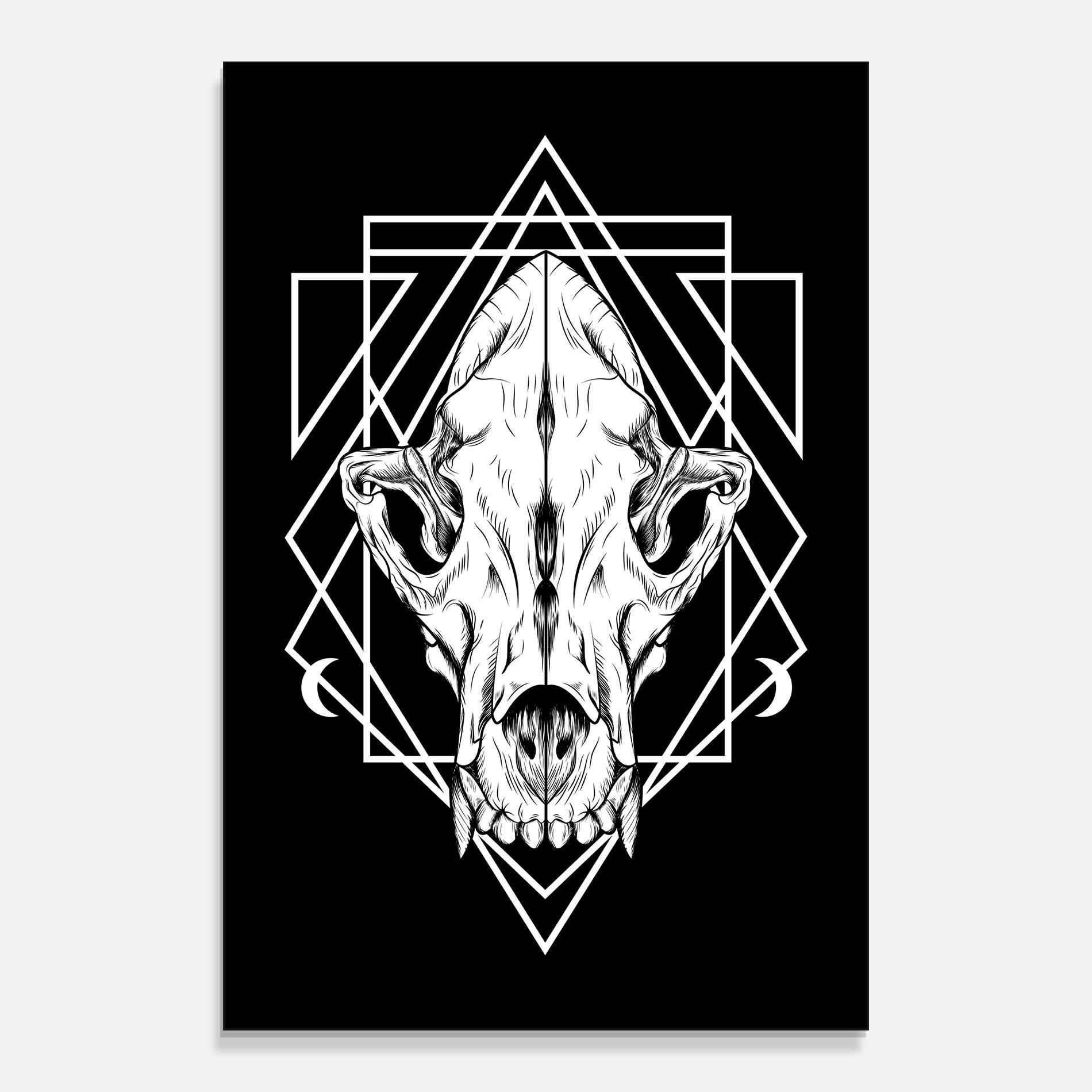 Tablou Sticla Dark Wolf Skull mockup 0