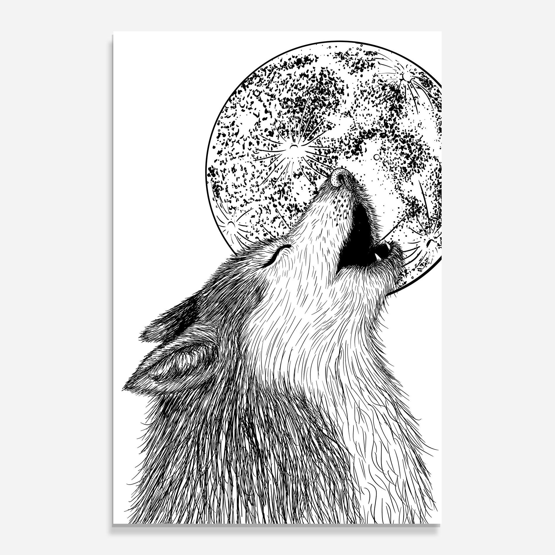 Tablou Sticla Pretty Moon Wolf mockup 0