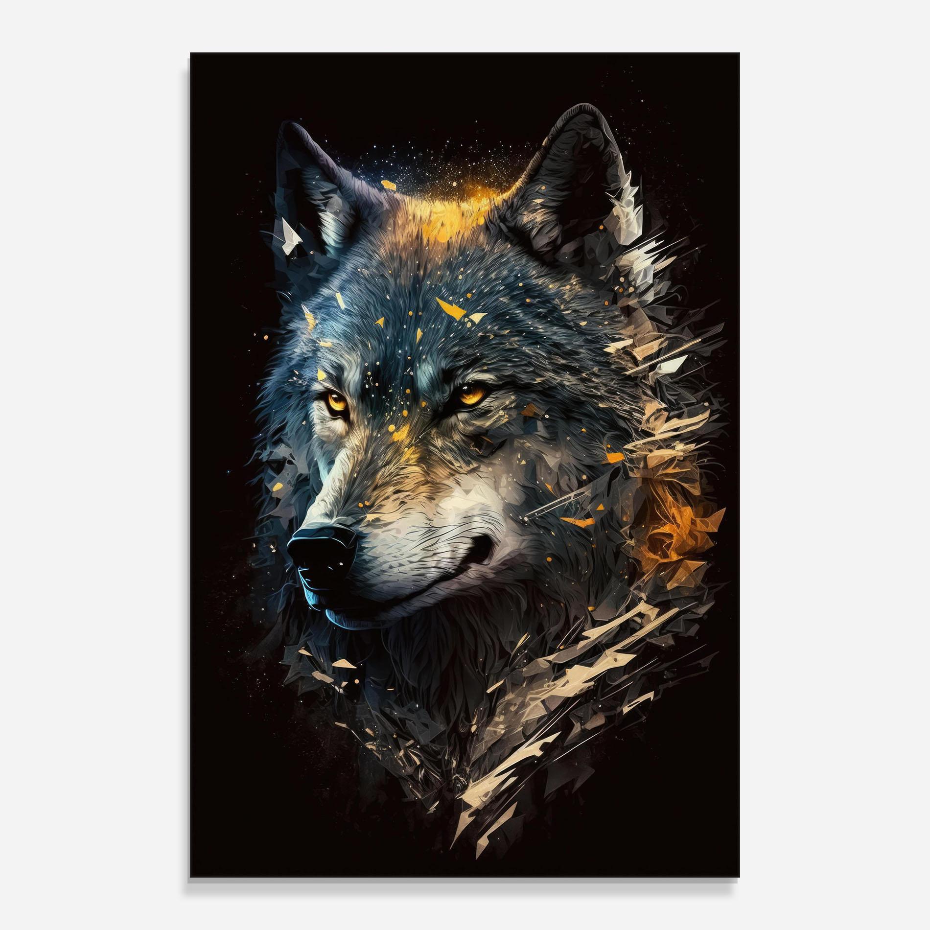 Tablou Sticla Wolf Portrait mockup 0