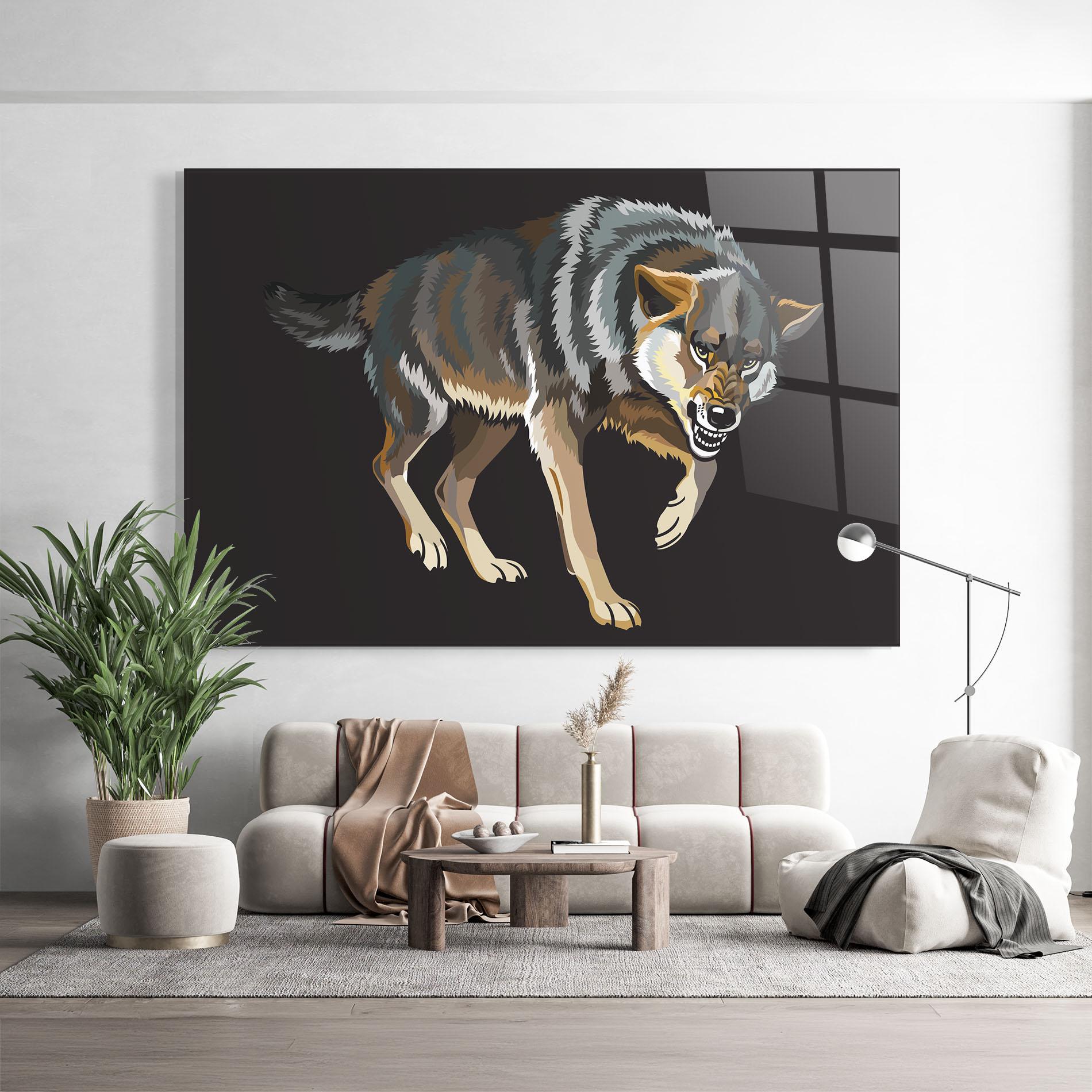 Tablou Sticla Angry Cartoon Wolf mockup 9