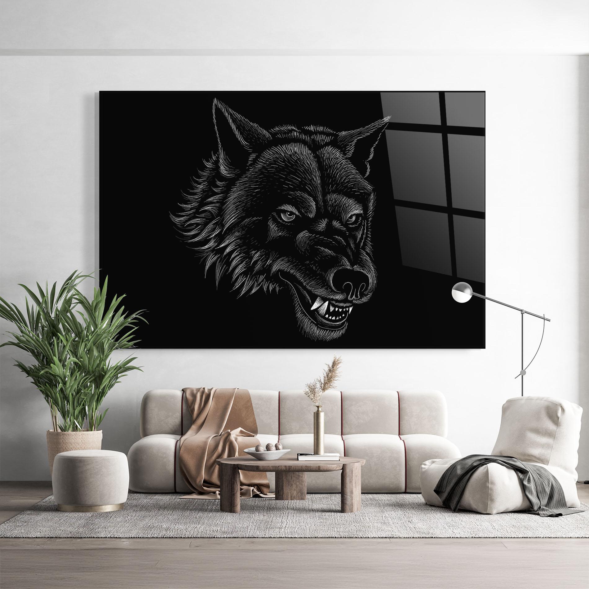 Tablou Sticla Angry Wolf Face mockup 9