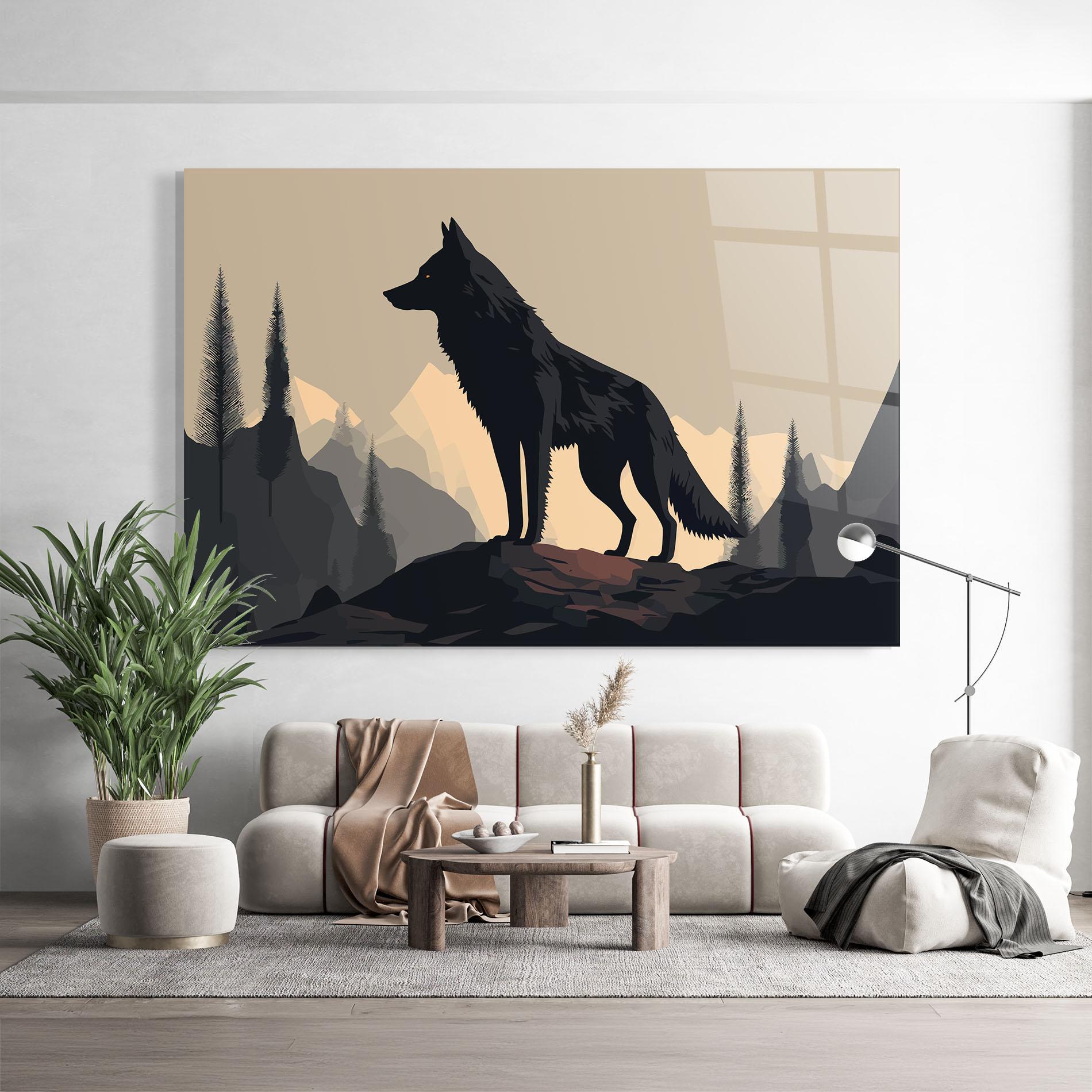 Tablou Sticla Black Wolf mockup 9