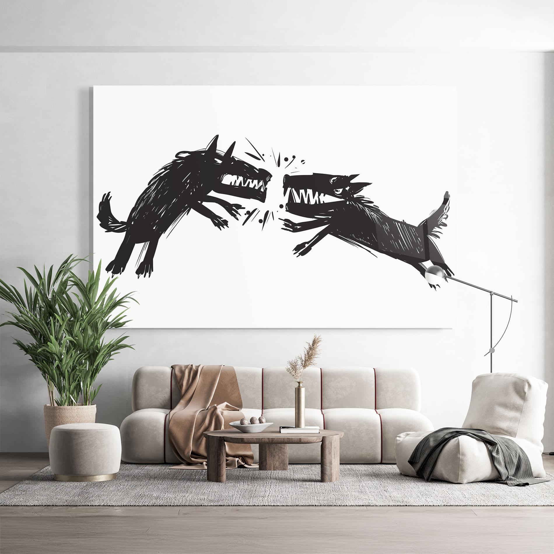 Tablou Sticla Black Wolves mockup 9