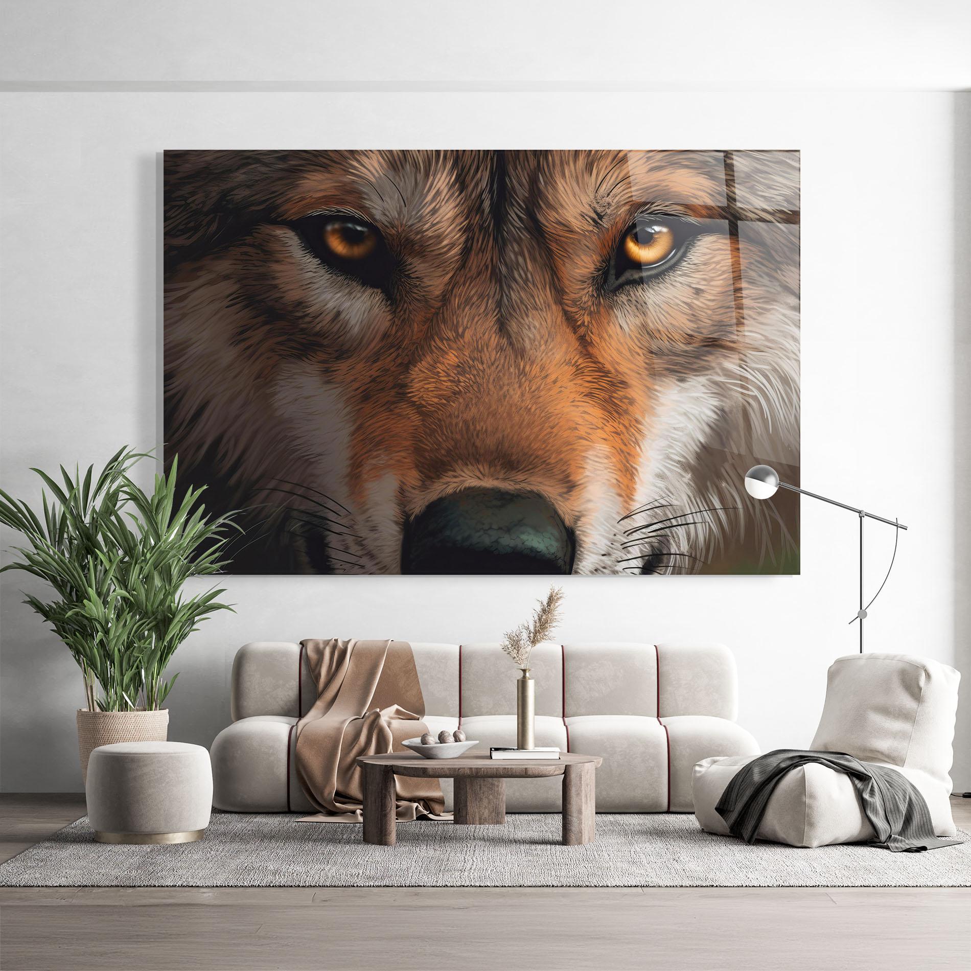 Tablou Sticla Close Up Wolf Eyes mockup 9