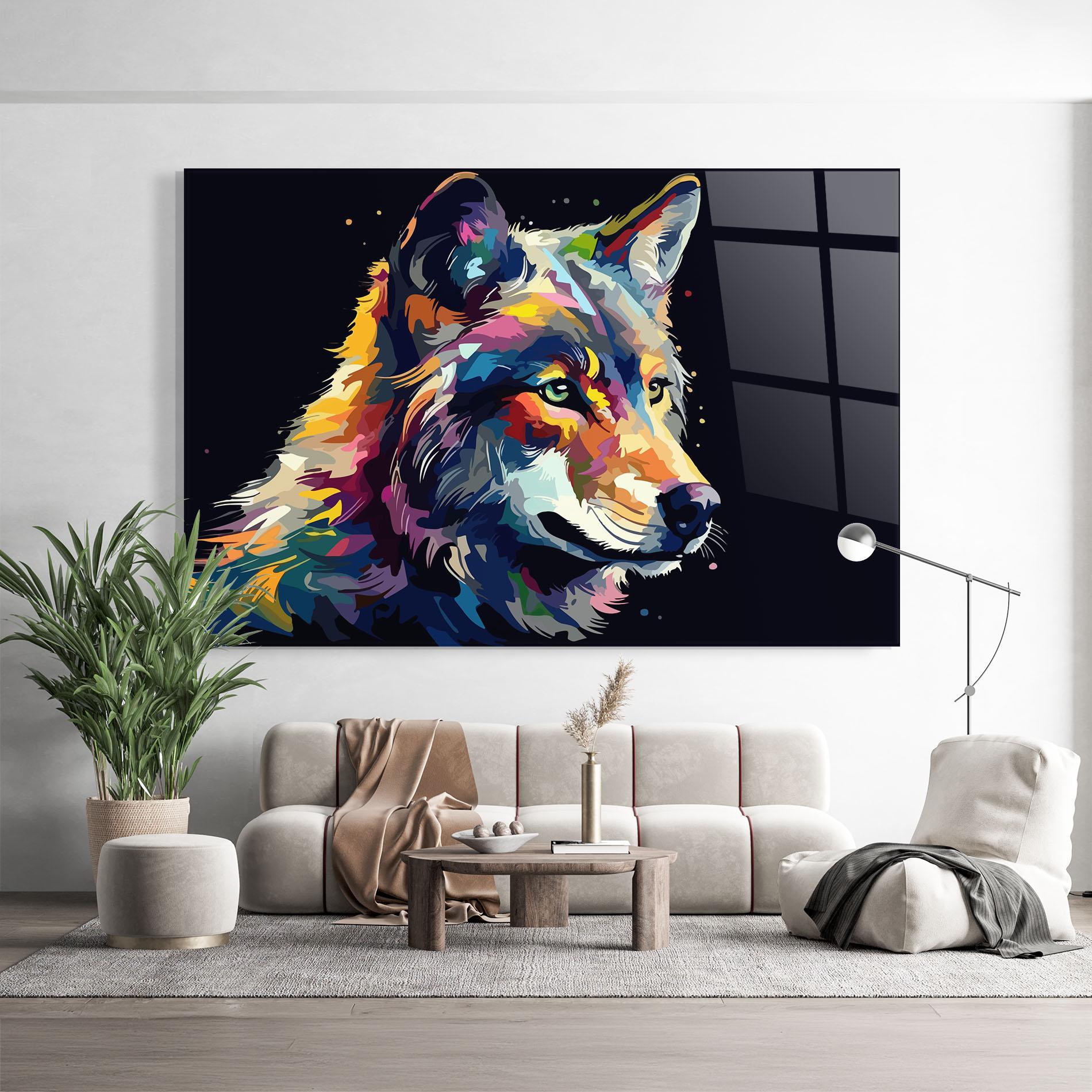 Tablou Sticla Painted Wolf mockup 9