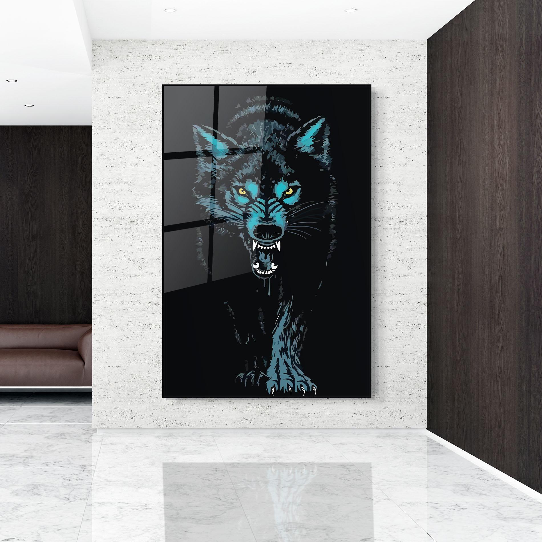 Tablou Sticla Blue Wolf mockup 9