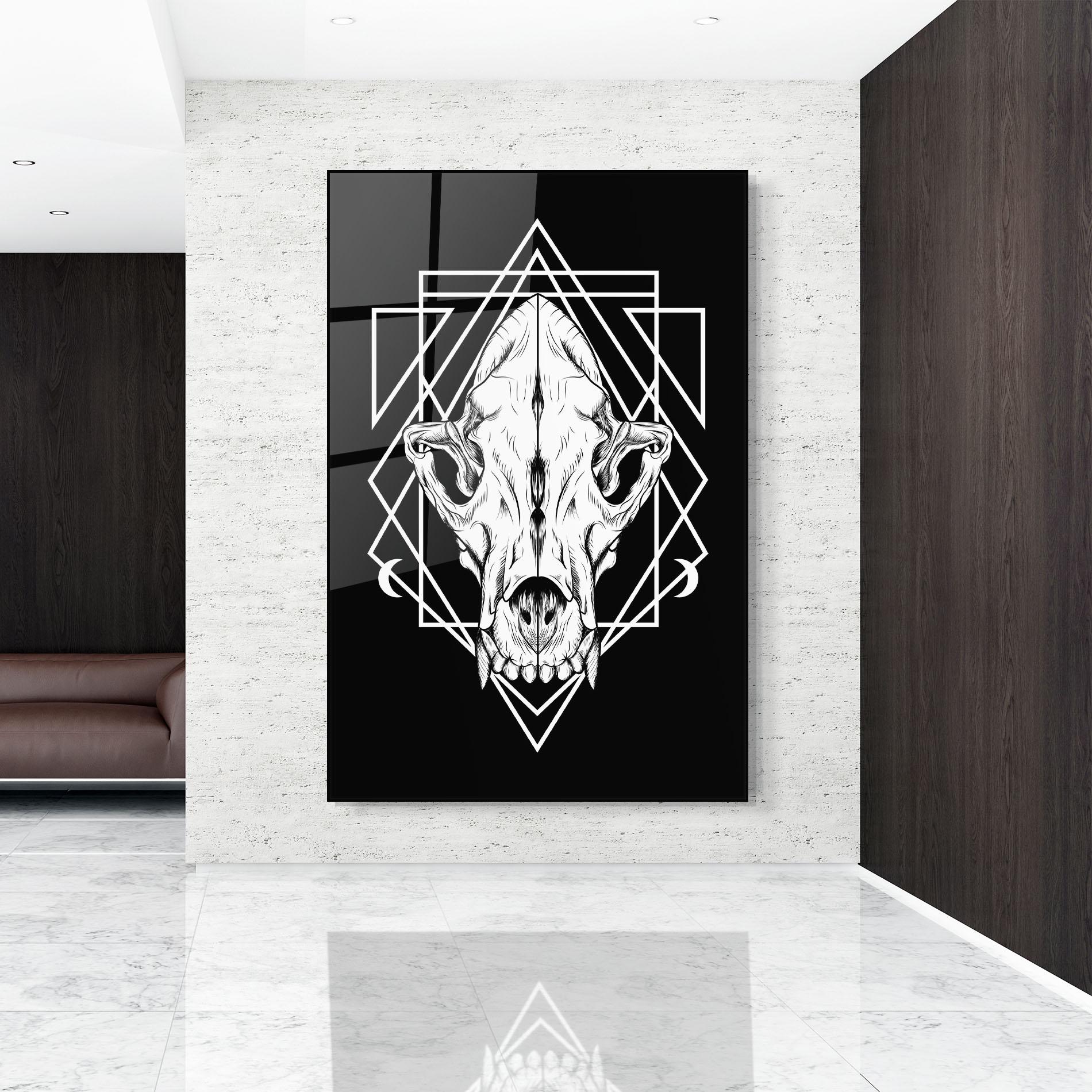 Tablou Sticla Dark Wolf Skull mockup 9