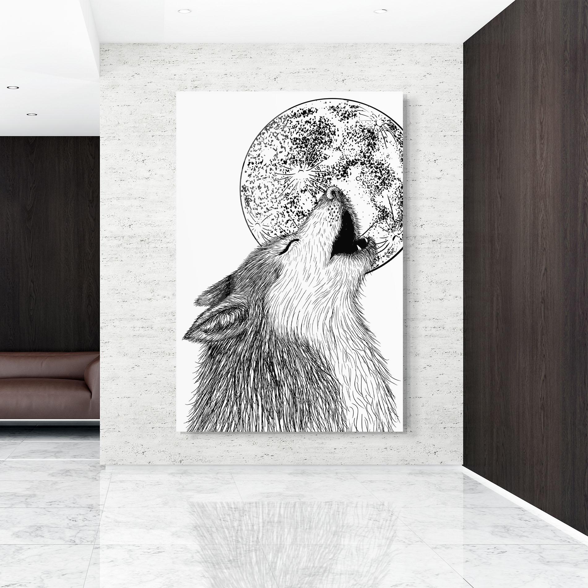 Tablou Sticla Pretty Moon Wolf mockup 9