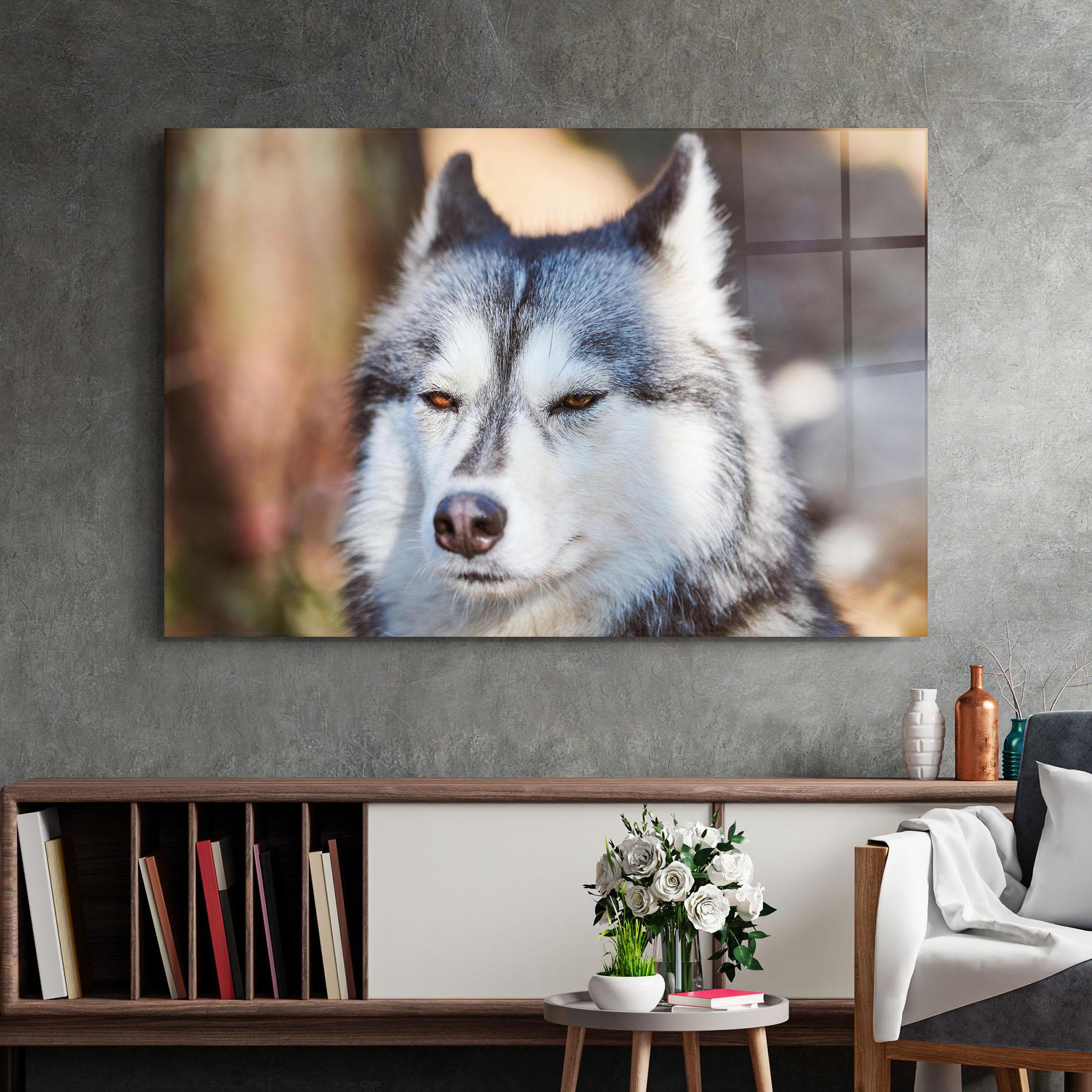 Tablou Sticla Annoyed Wolf mockup 2