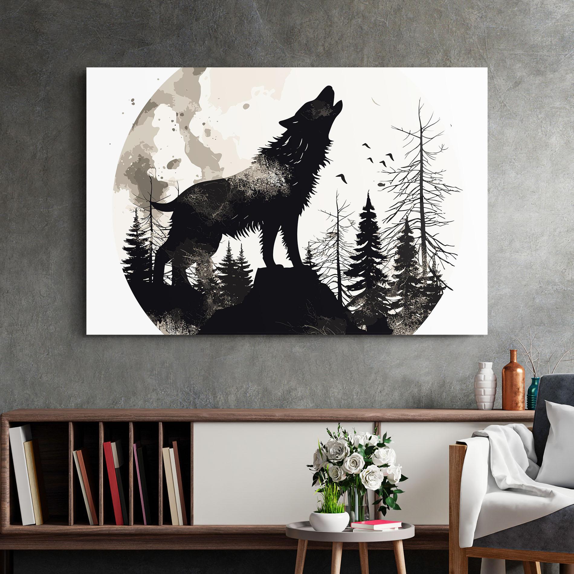 Tablou Sticla Black On Cream Wolf mockup 2