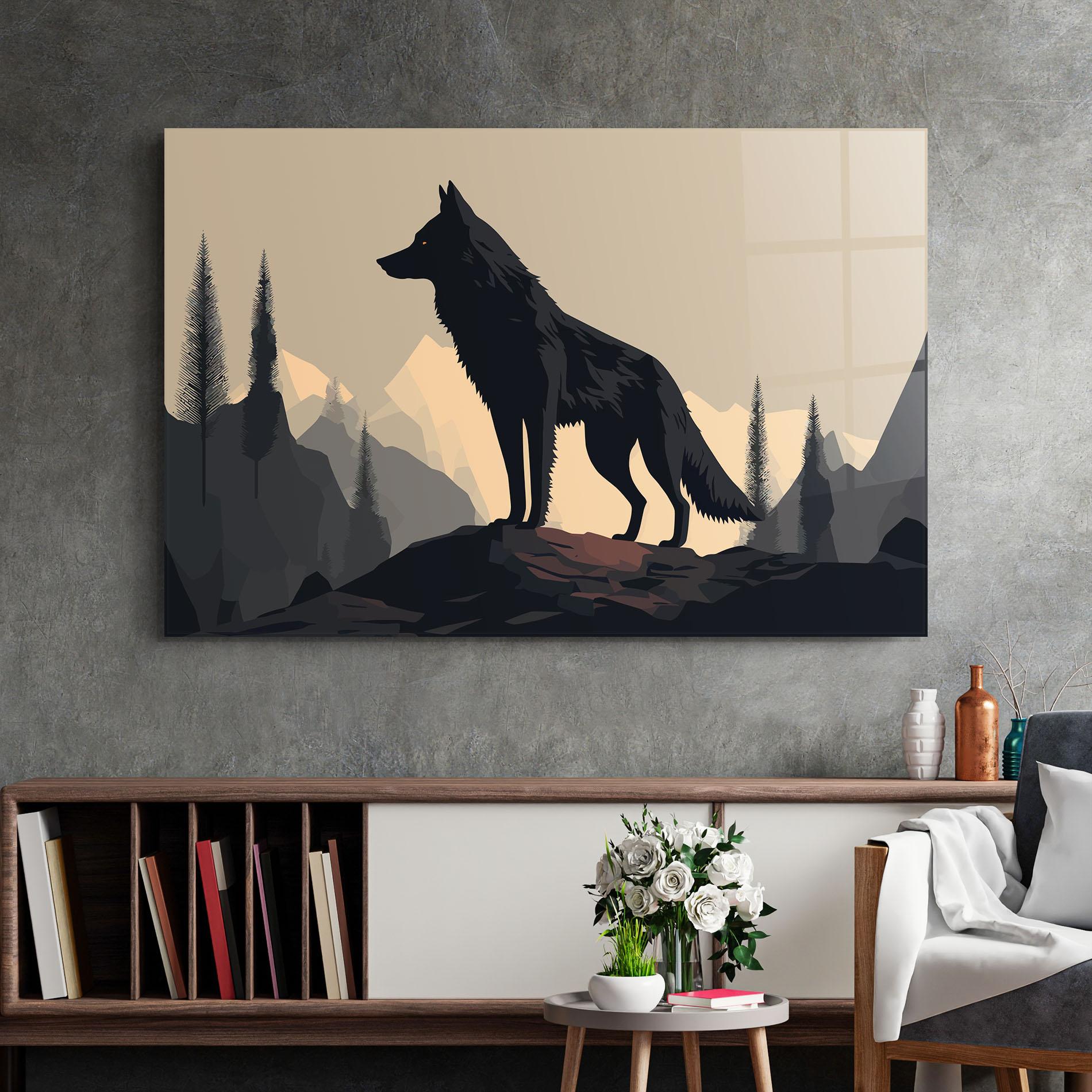 Tablou Sticla Black Wolf mockup 2