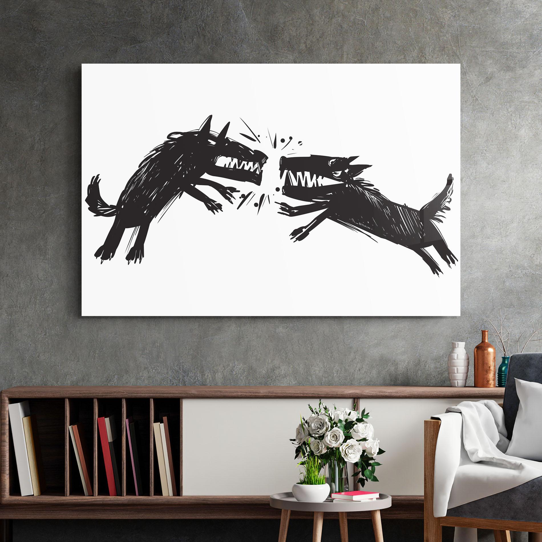 Tablou Sticla Black Wolves mockup 2