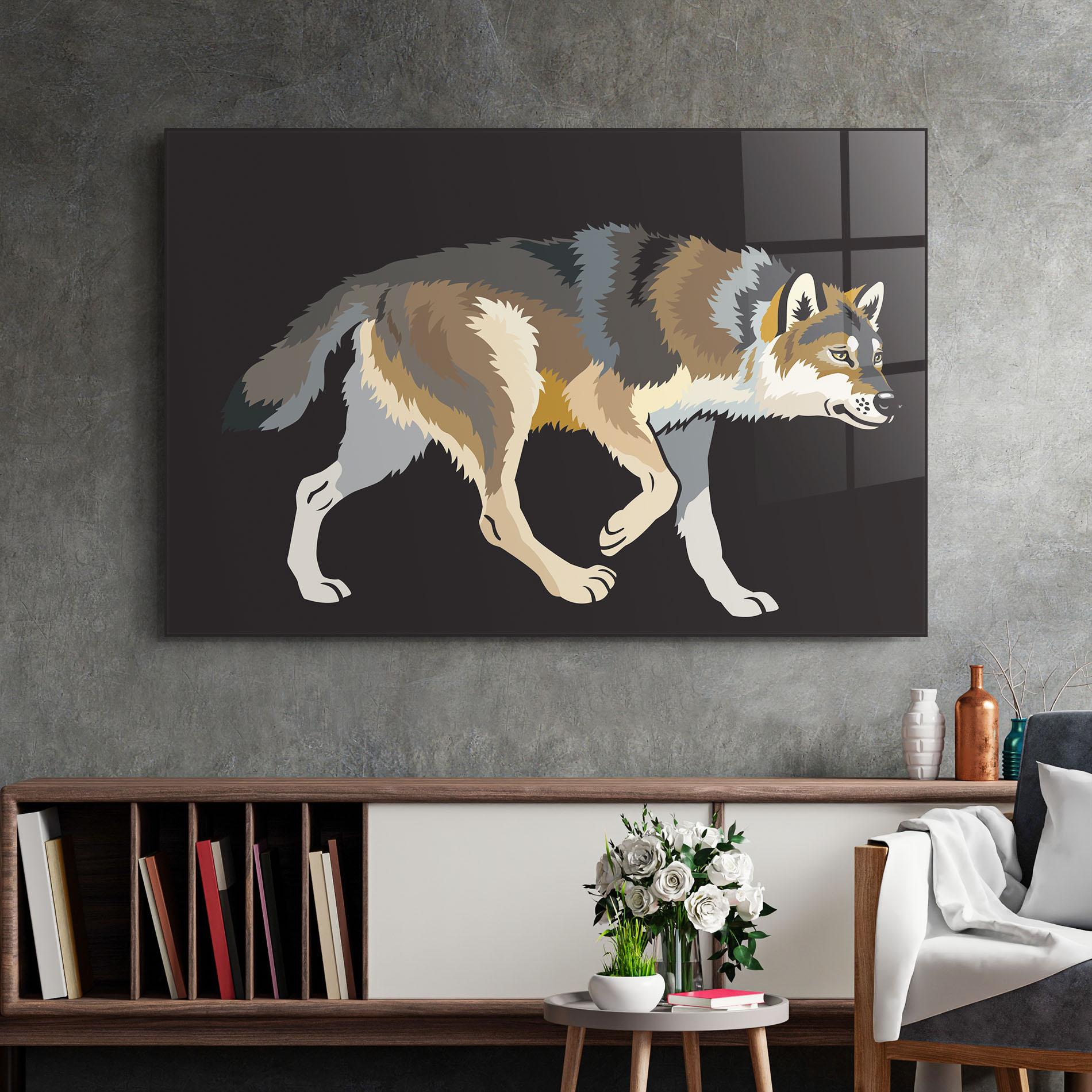 Tablou Sticla Cartoon Wolf mockup 2
