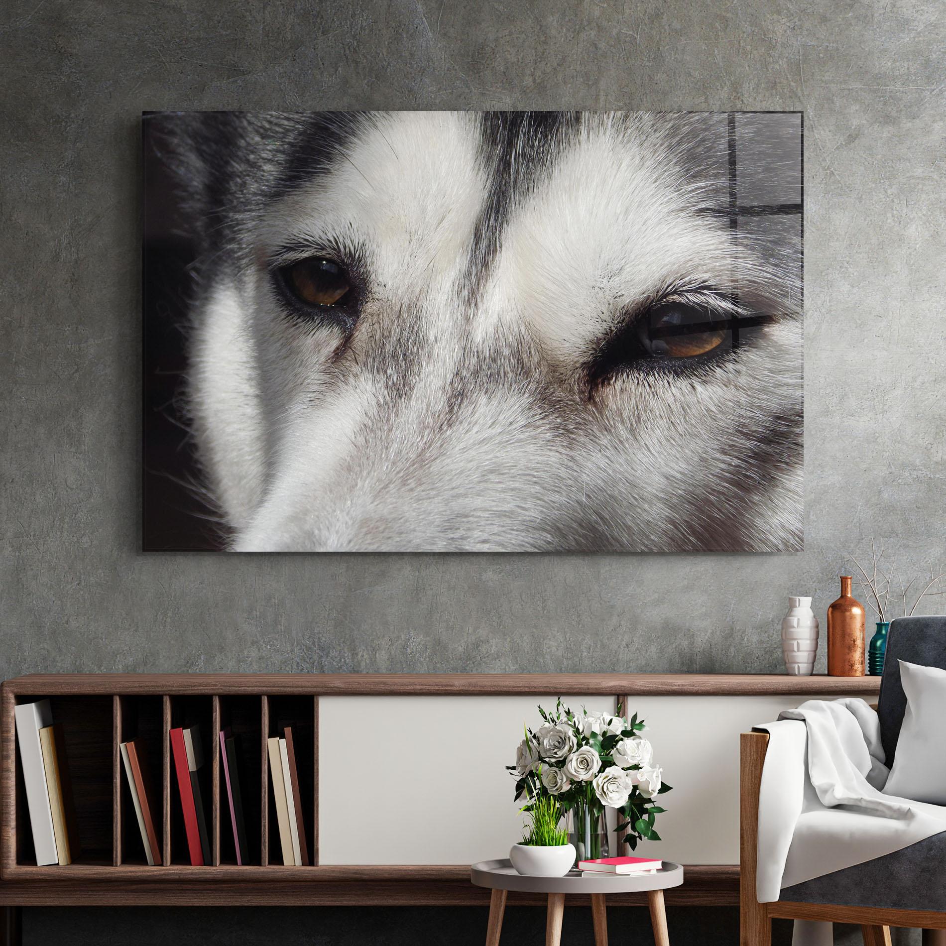 Tablou Sticla Close Up Wolf mockup 2