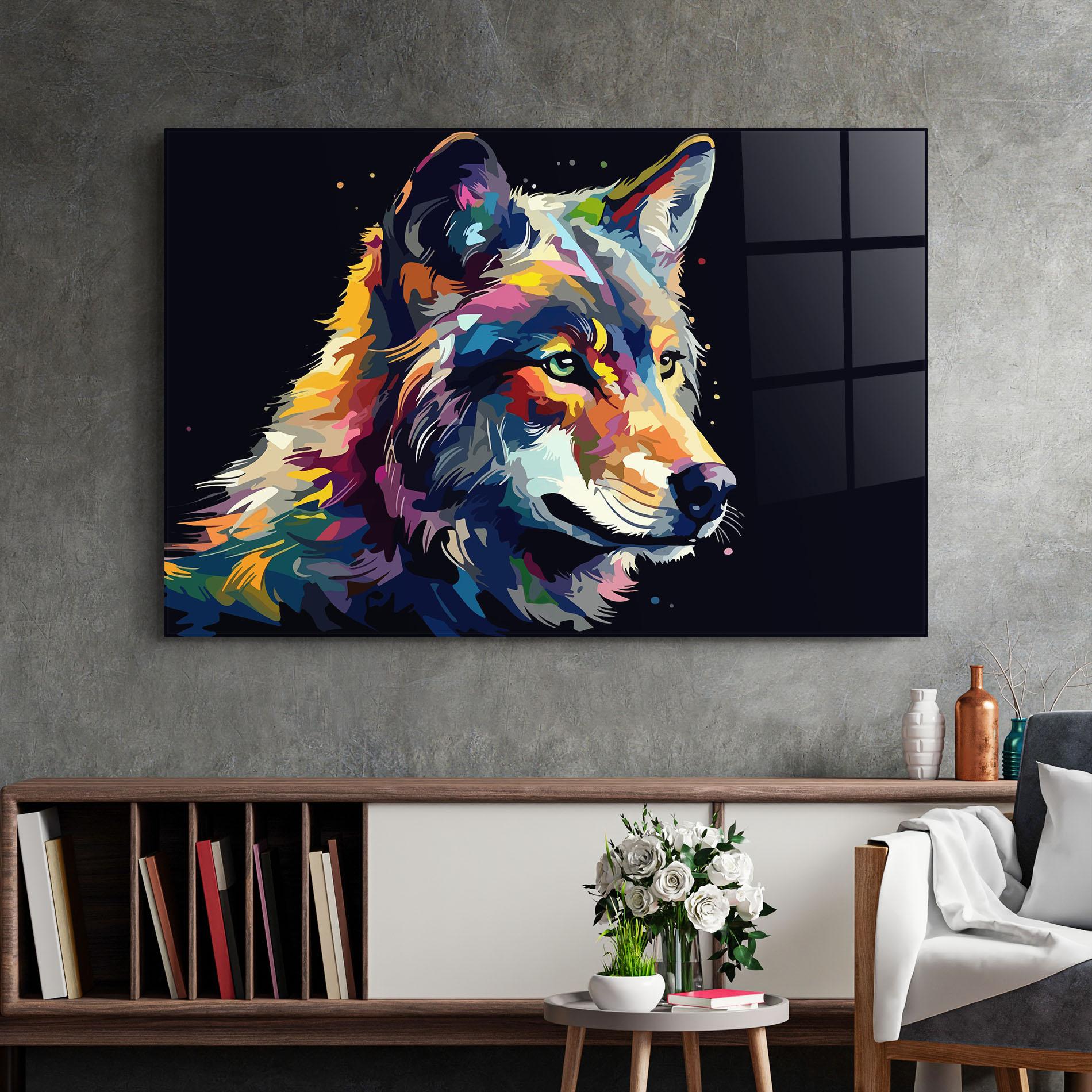 Tablou Sticla Painted Wolf mockup 2