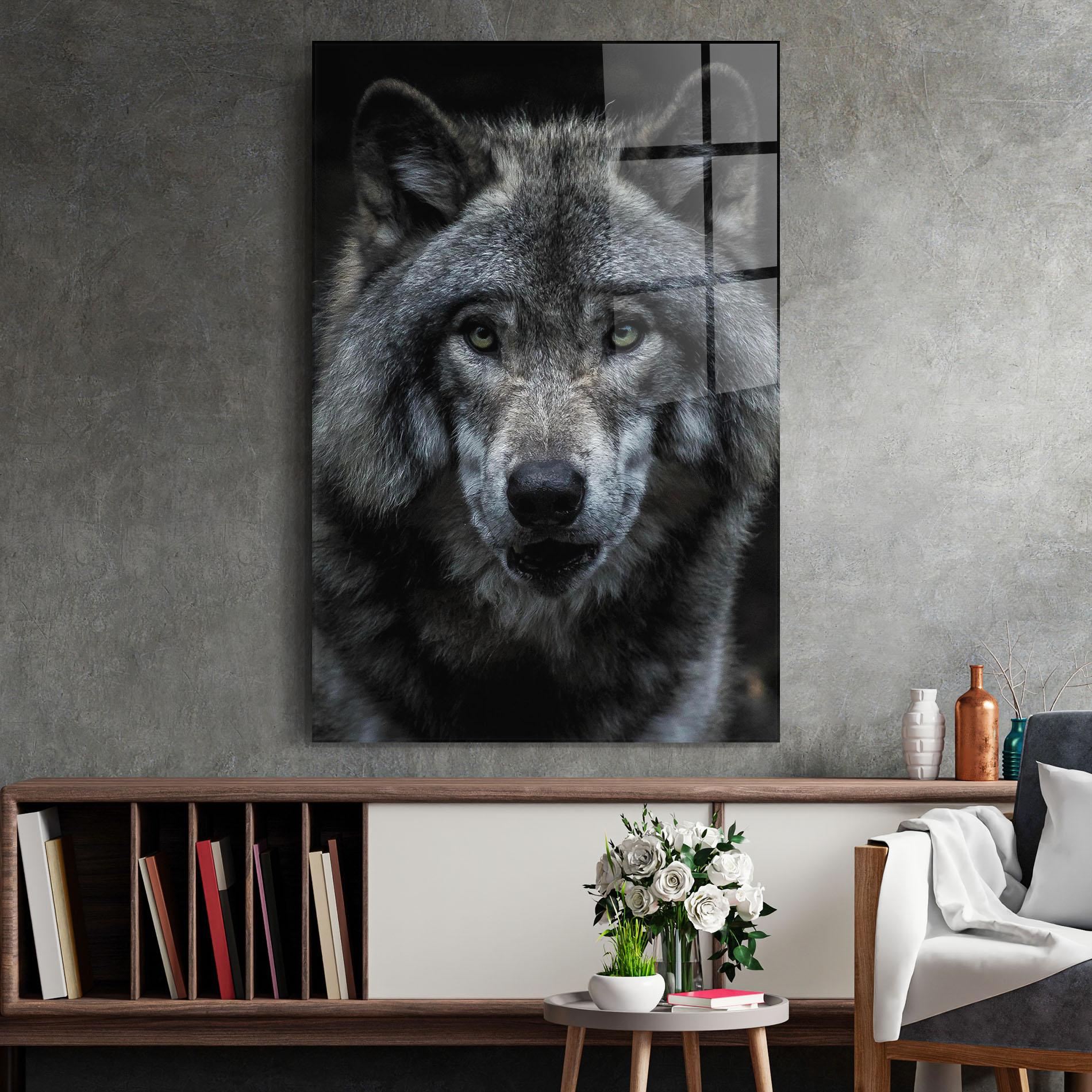 Tablou Sticla Angry Wolf mockup 2