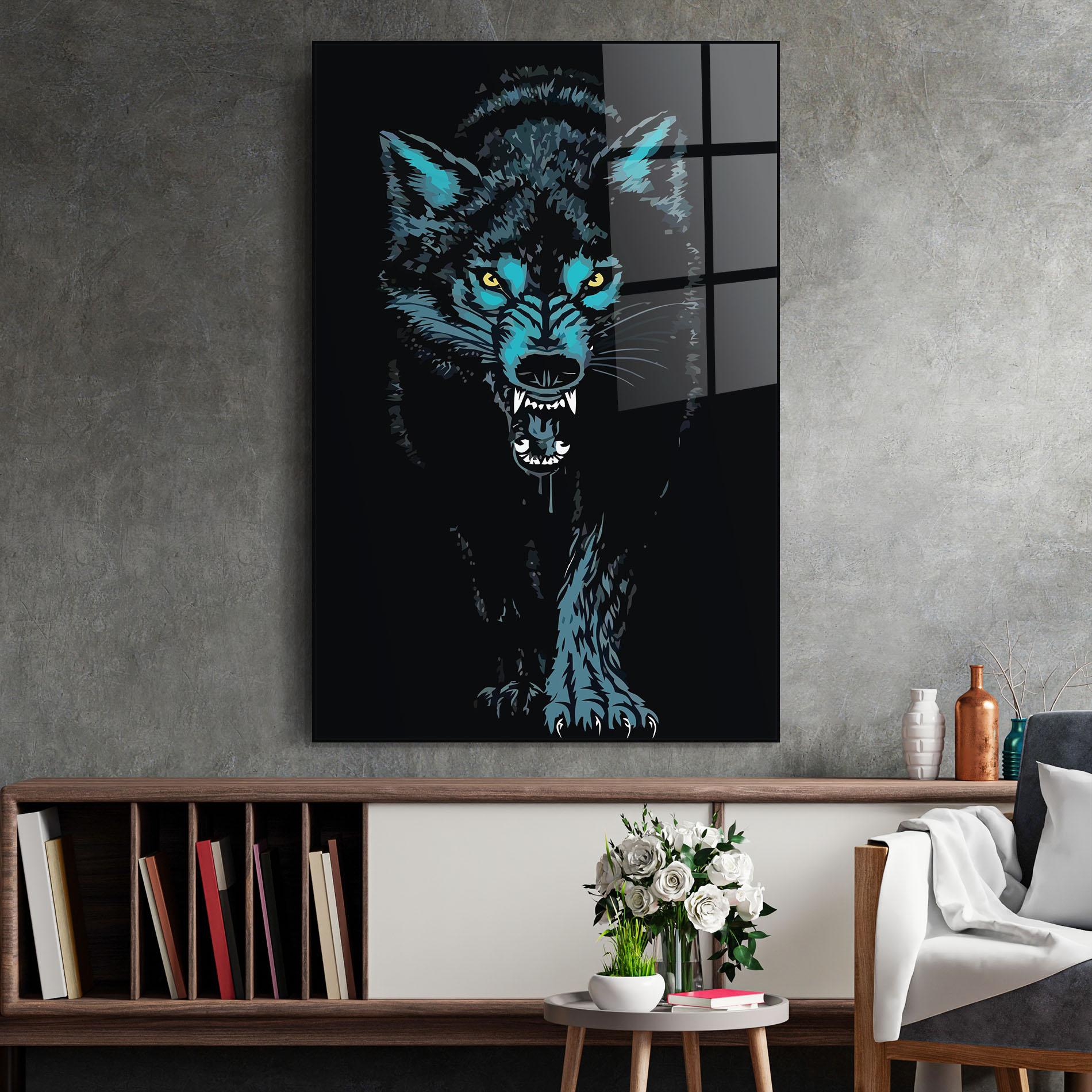 Tablou Sticla Blue Wolf mockup 2