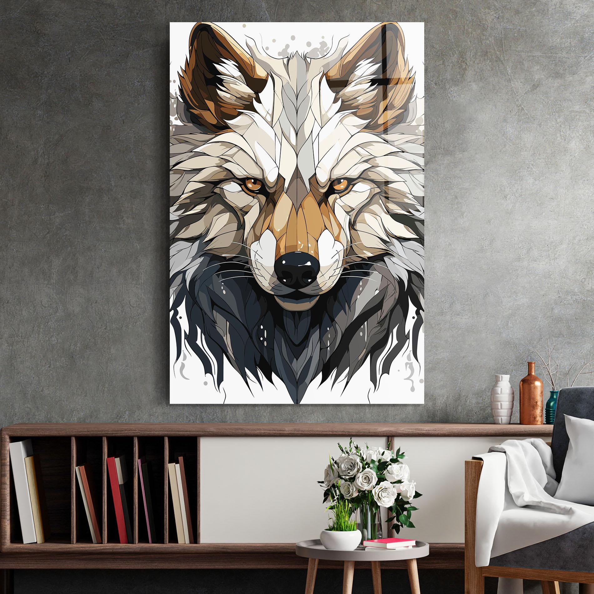 Tablou Sticla Brown Wolf mockup 2