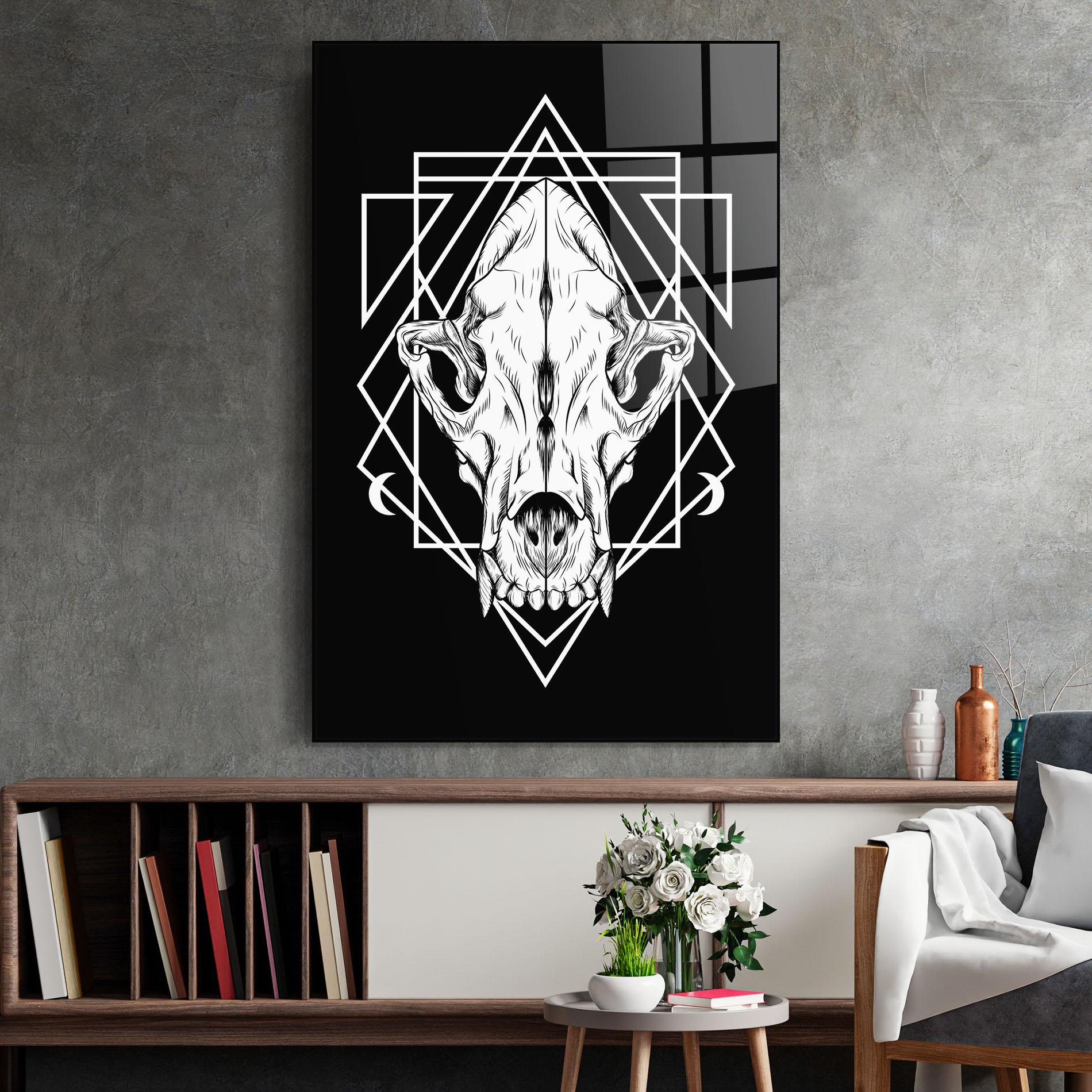 Tablou Sticla Dark Wolf Skull mockup 2