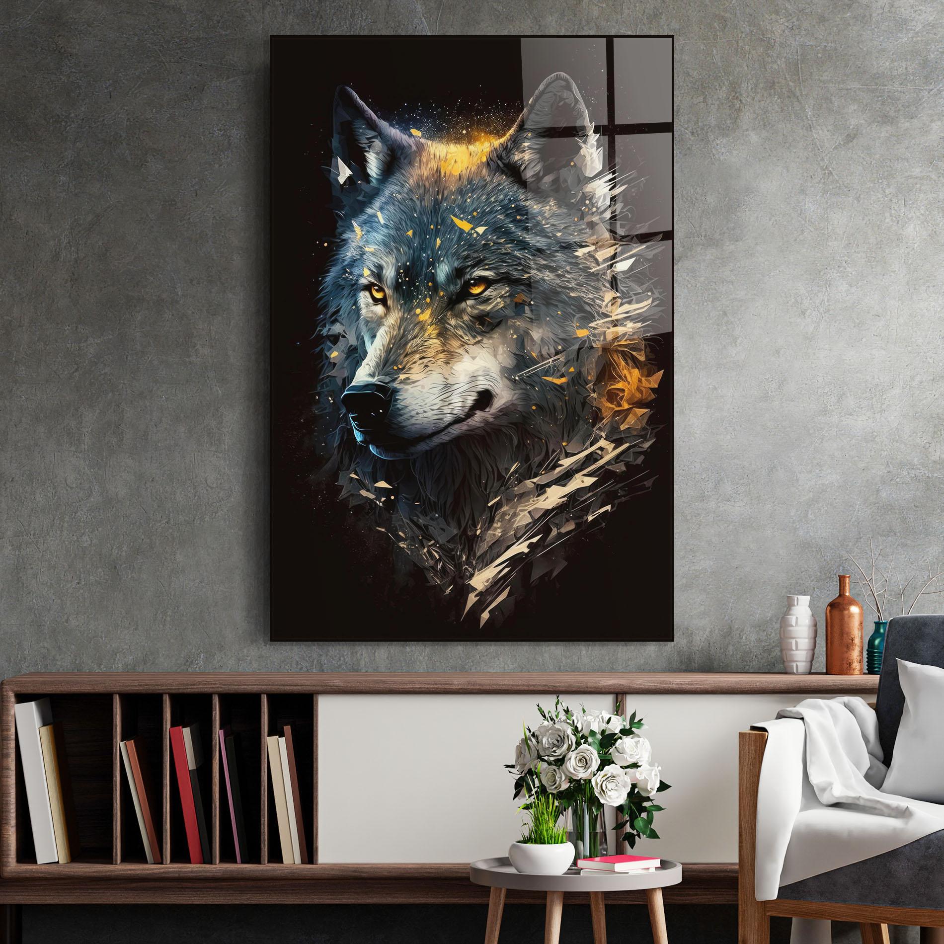 Tablou Sticla Wolf Portrait mockup 2